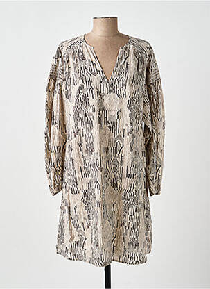 Rochie midi imprimeu fantezie mâneci lungi gri YAYA femeie