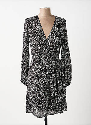 Rochie midi imprimeu fantezie mâneci lungi negru IKKS femeie