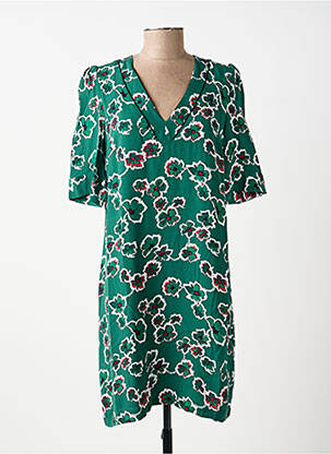 Rochie midi imprimeu fantezie mâneci scurte verde IKKS femeie