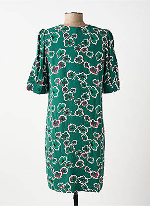 Rochie midi imprimeu fantezie mâneci scurte verde IKKS femeie