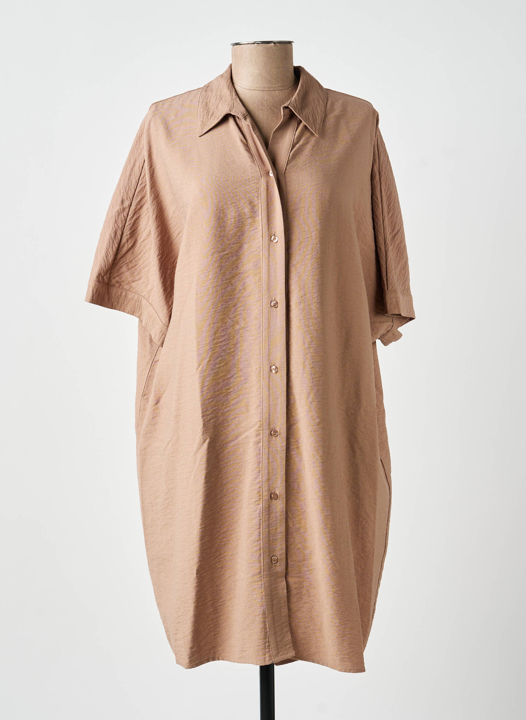 Rochie midi mâneci scurte mâneci scurte maro YAYA femeie
