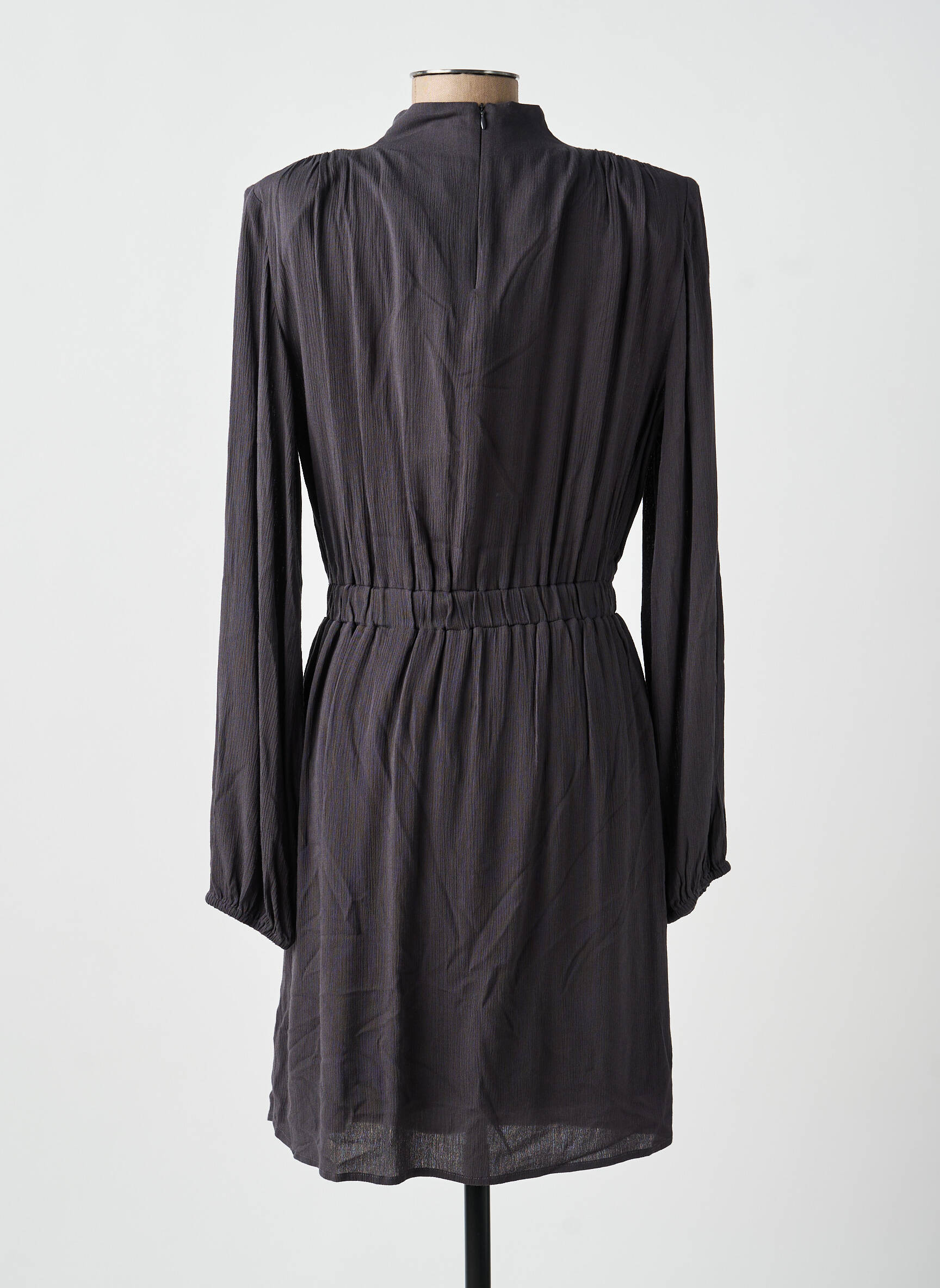 Rochie midi țesătură crep mâneci lungi gri YAYA femeie