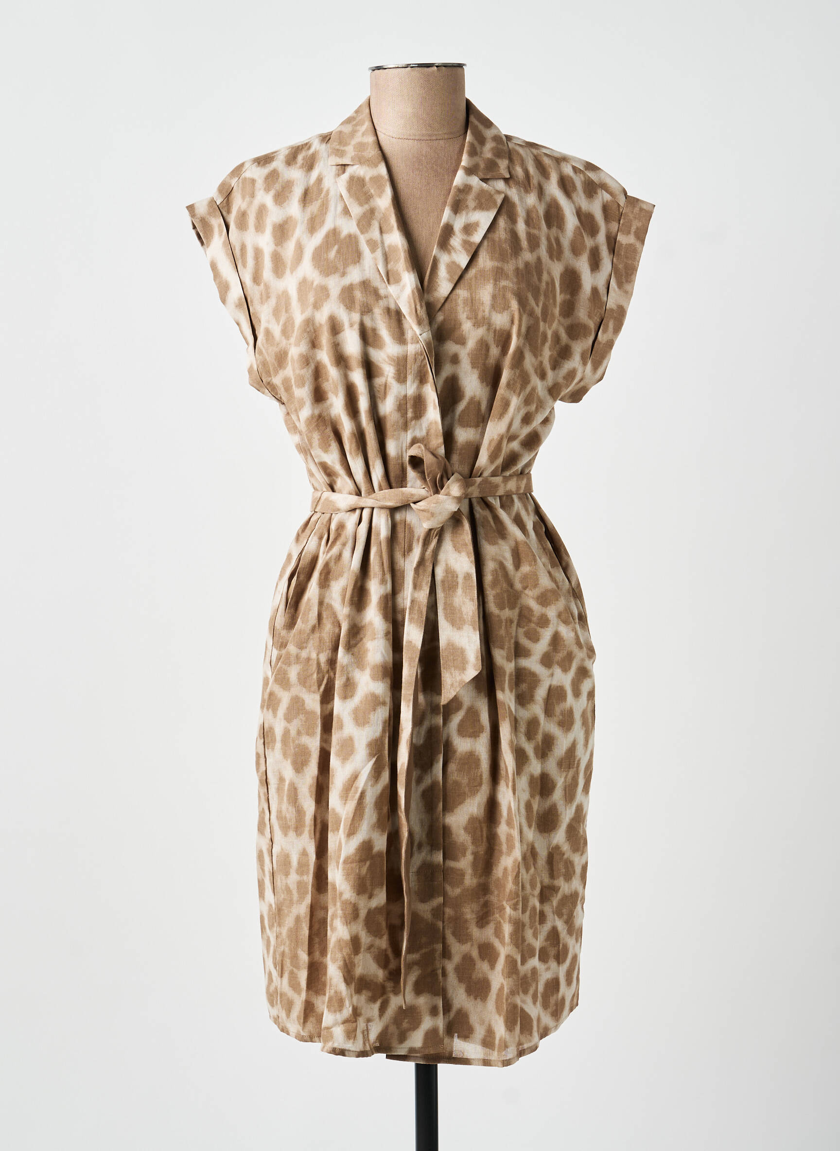 Rochie midi mâneci scurte mâneci scurte maro YAYA femeie