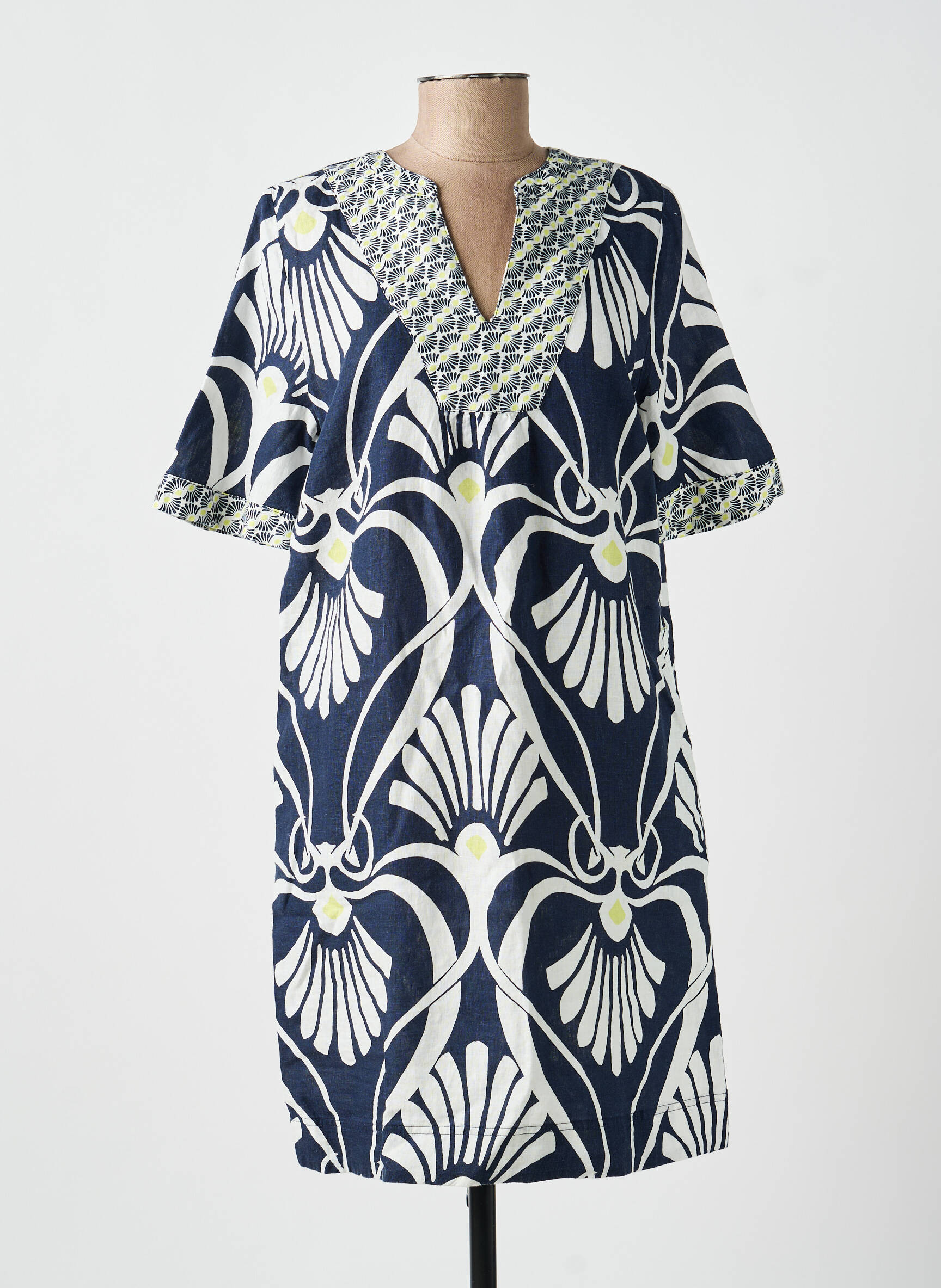 Rochie midi imprimeu fantezie mâneci scurte albastru WHITE STUFF femeie