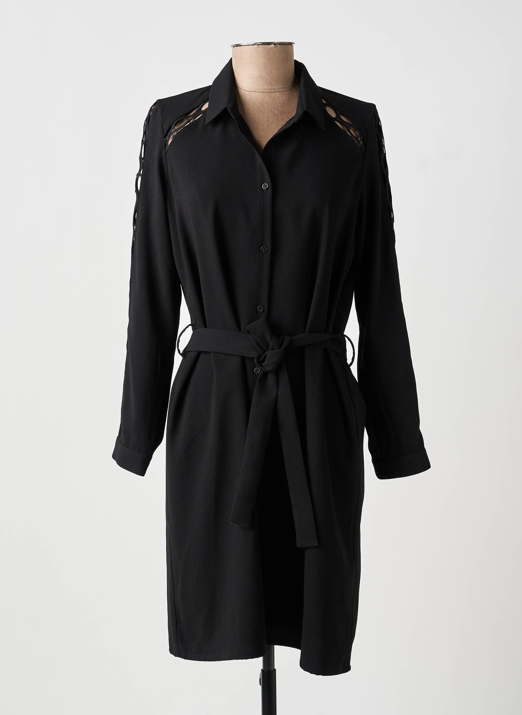 Rochie midi mâneci lungi mâneci lungi negru IKKS femeie