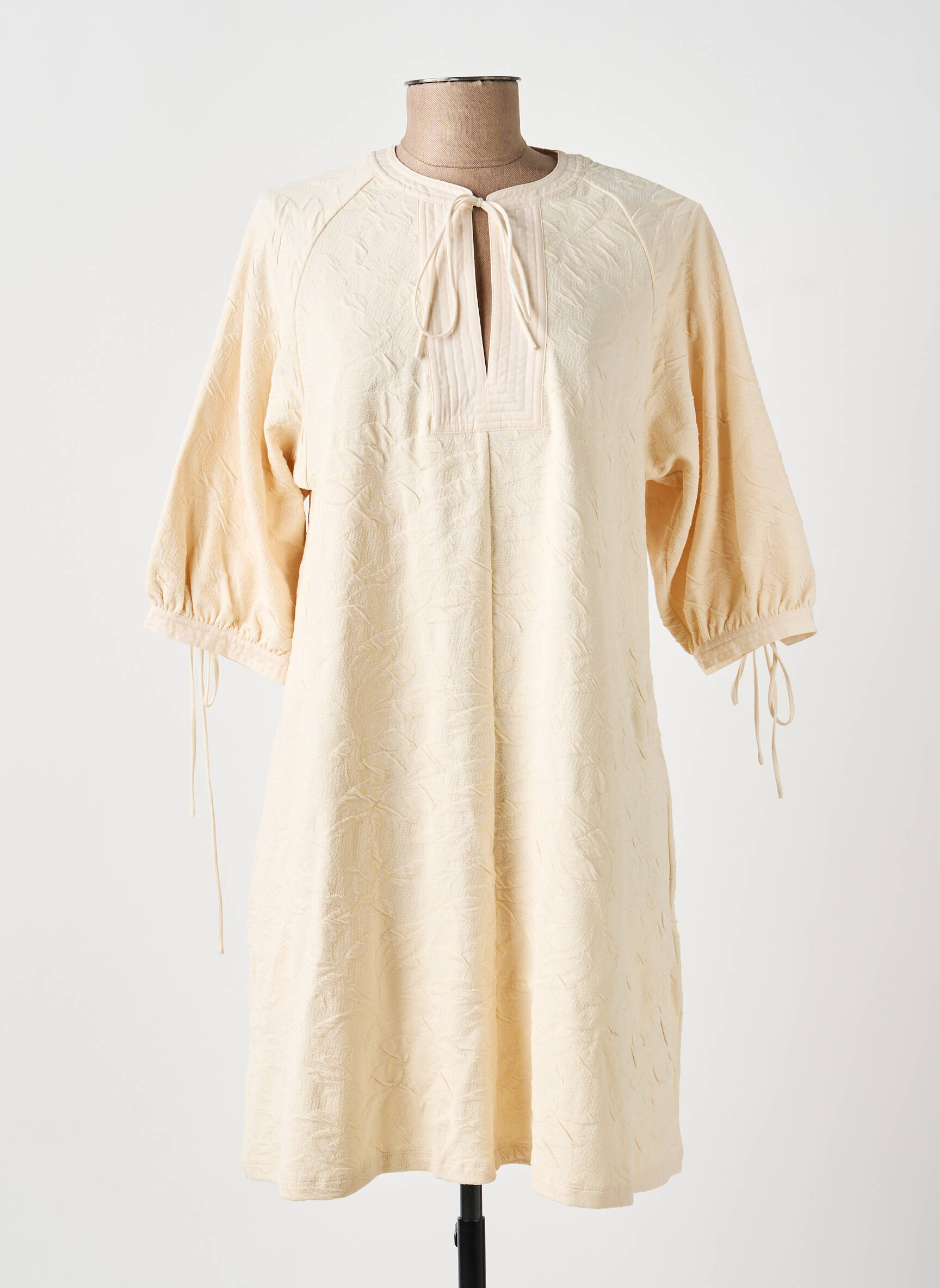 Rochie midi mâneci 3/4 mâneci 3/4 bej YAYA femeie