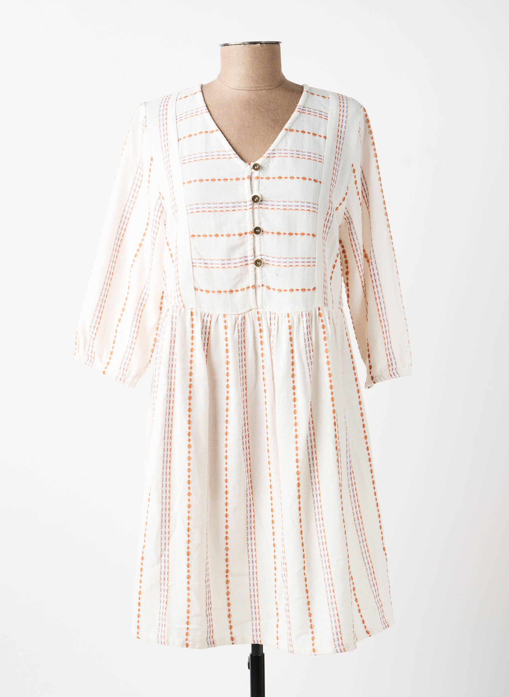 Rochie midi mâneci 3/4 mâneci 3/4 alb MD'M femeie