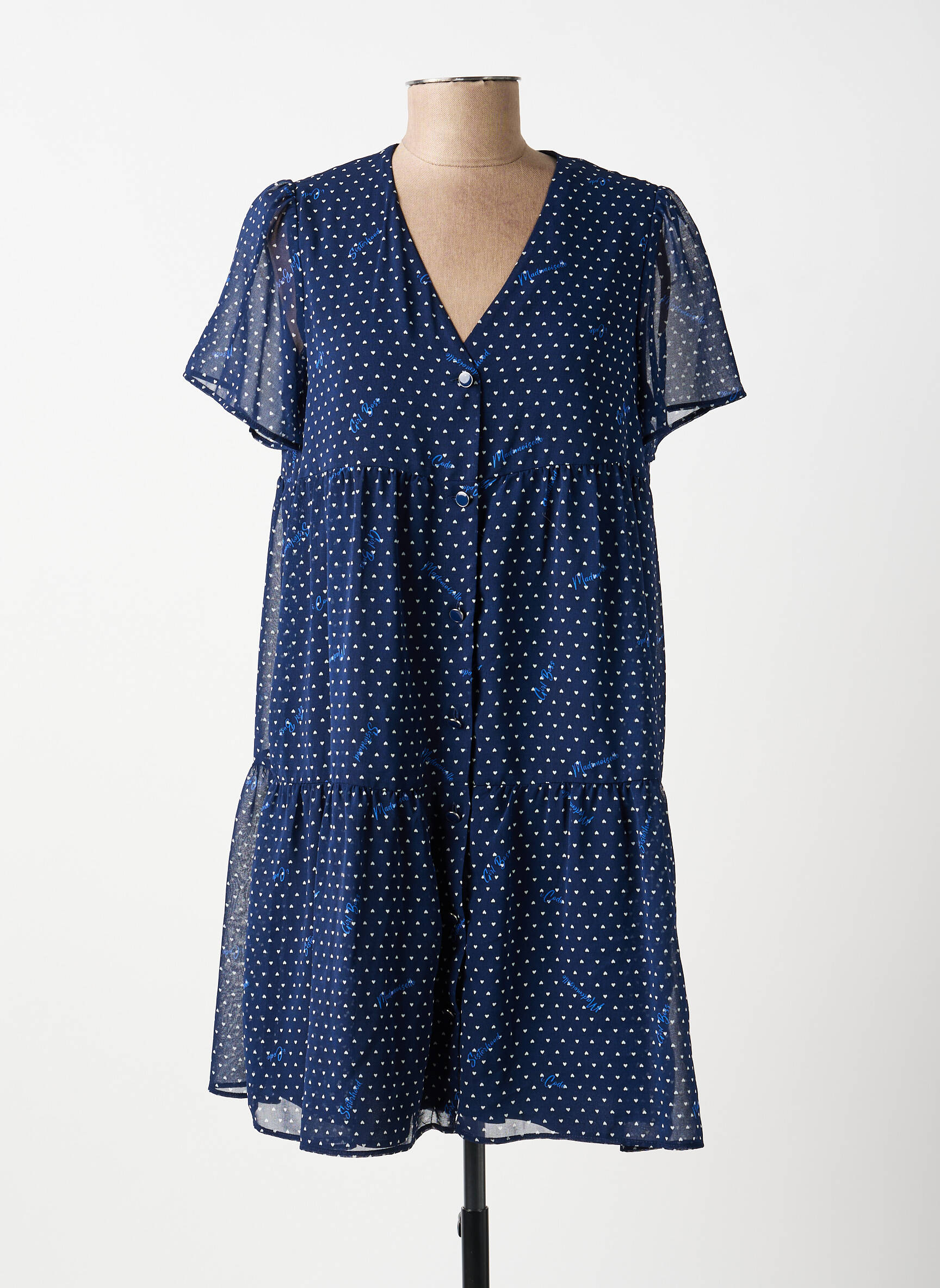 Rochie scurtă mâneci scurte mâneci scurte albastru I.CODE (By IKKS) femeie