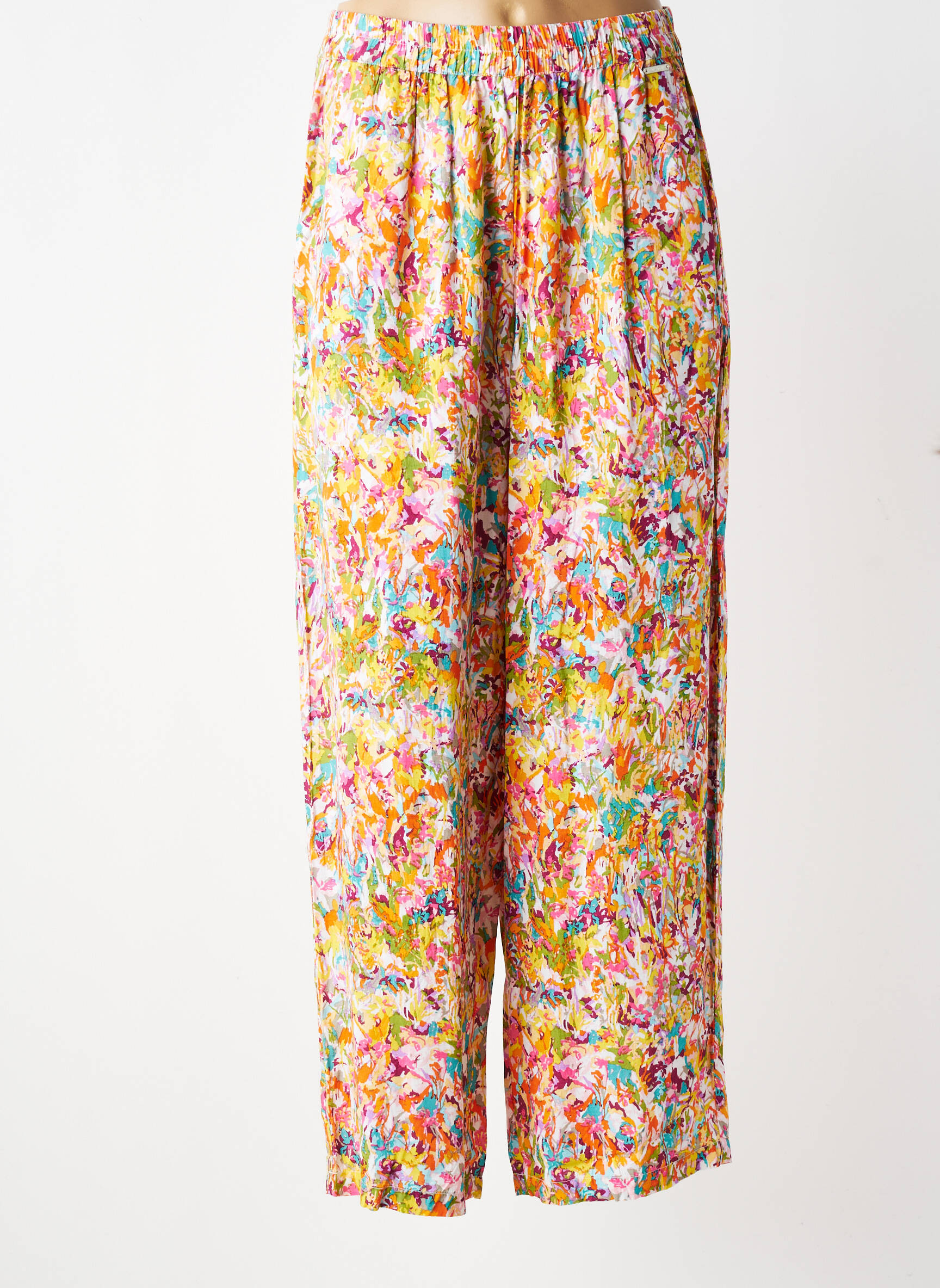 Pantalon drept țesătură crep mărime normală galben AGATHE & LOUISE femeie