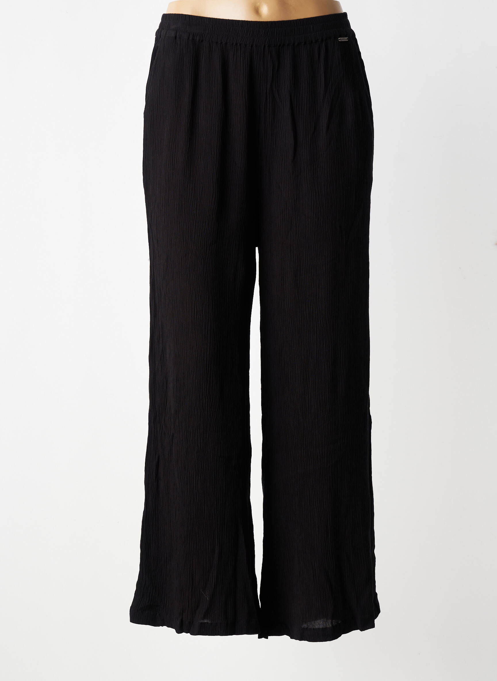 Pantalon larg țesătură crep mărime normală negru AGATHE & LOUISE femeie