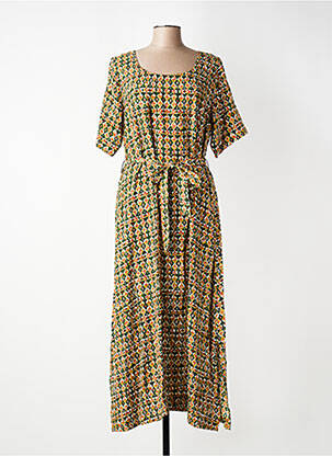 Rochie lungă țesătură poplin mâneci scurte verde AGATHE & LOUISE femeie