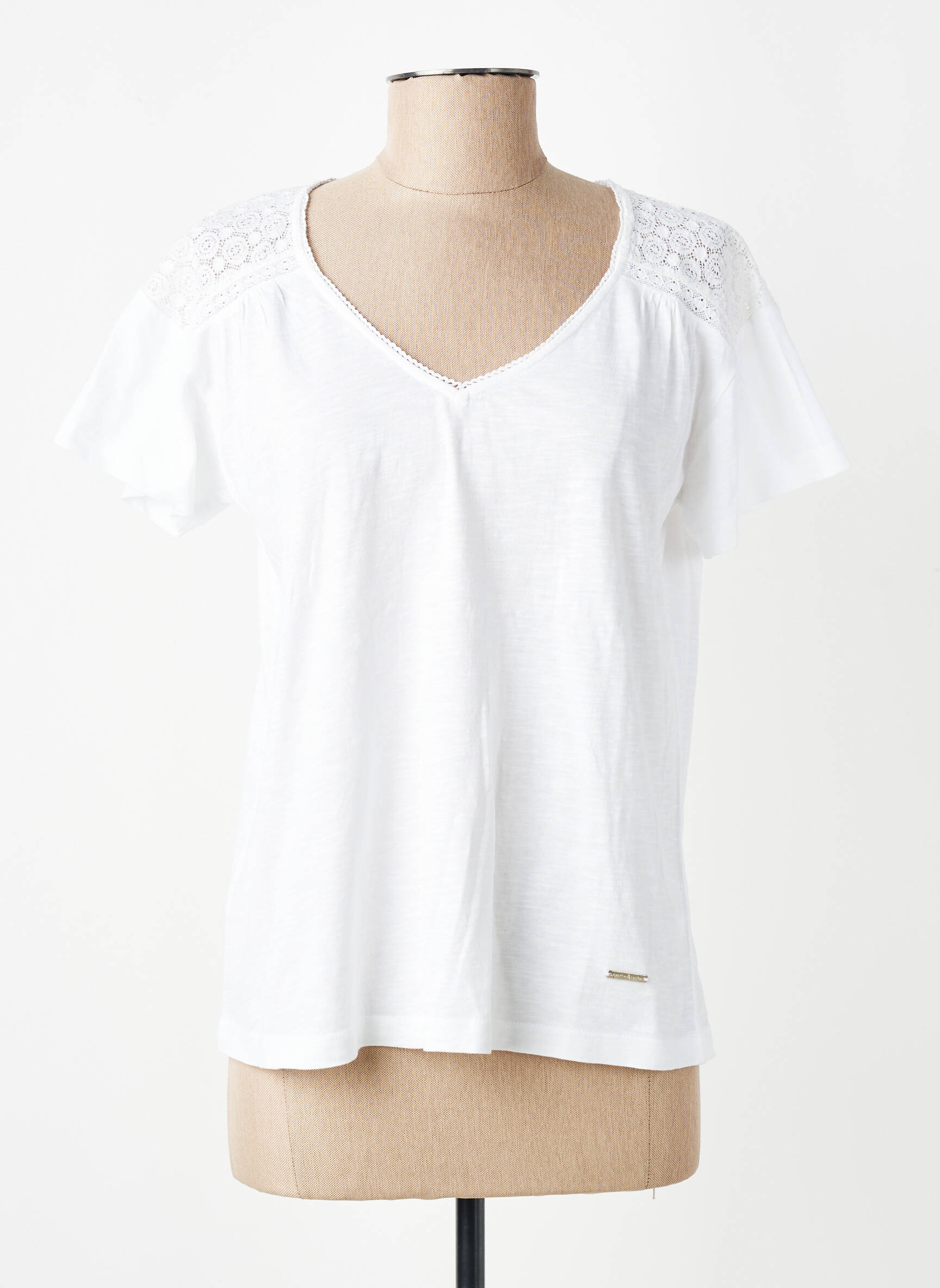 Tricou guler în v mâneci scurte alb AGATHE & LOUISE femeie