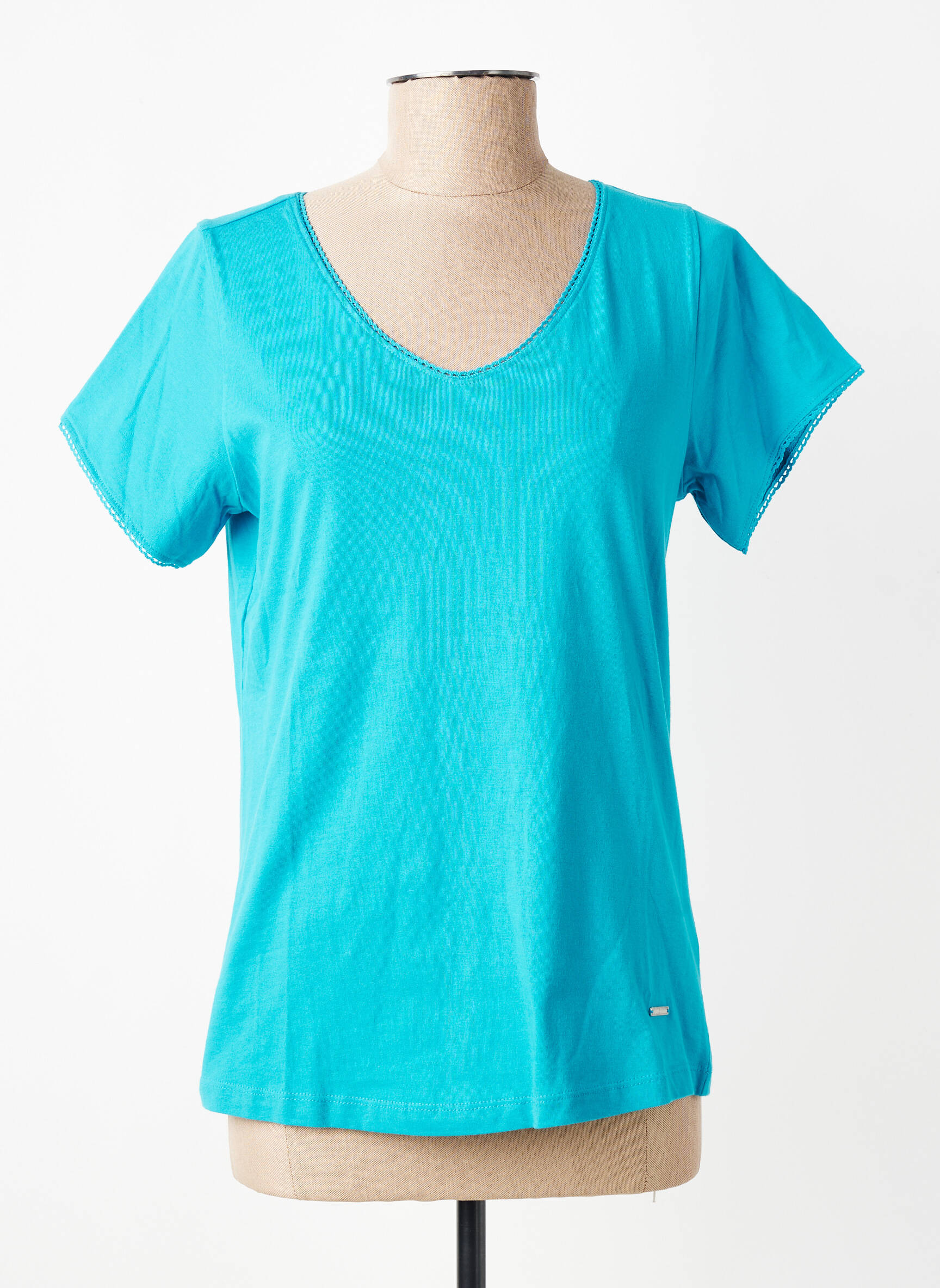 Tricou guler în v mâneci scurte albastru AGATHE & LOUISE femeie