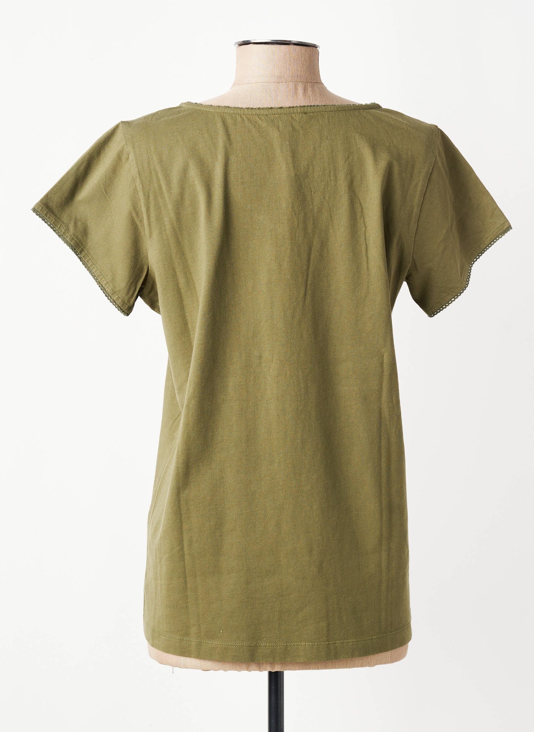 Tricou guler în v mâneci scurte verde AGATHE & LOUISE femeie