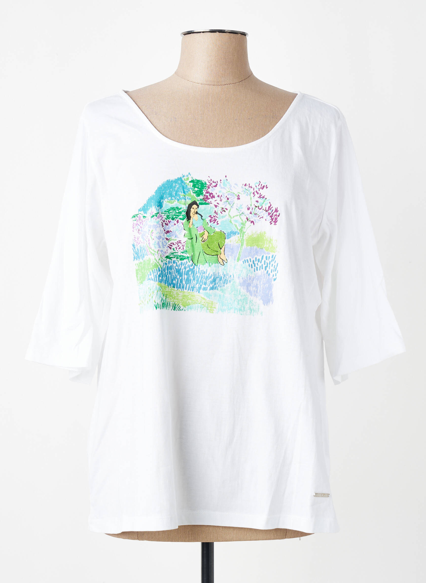 Tricou croială dreaptă mâneci scurte alb AGATHE & LOUISE femeie