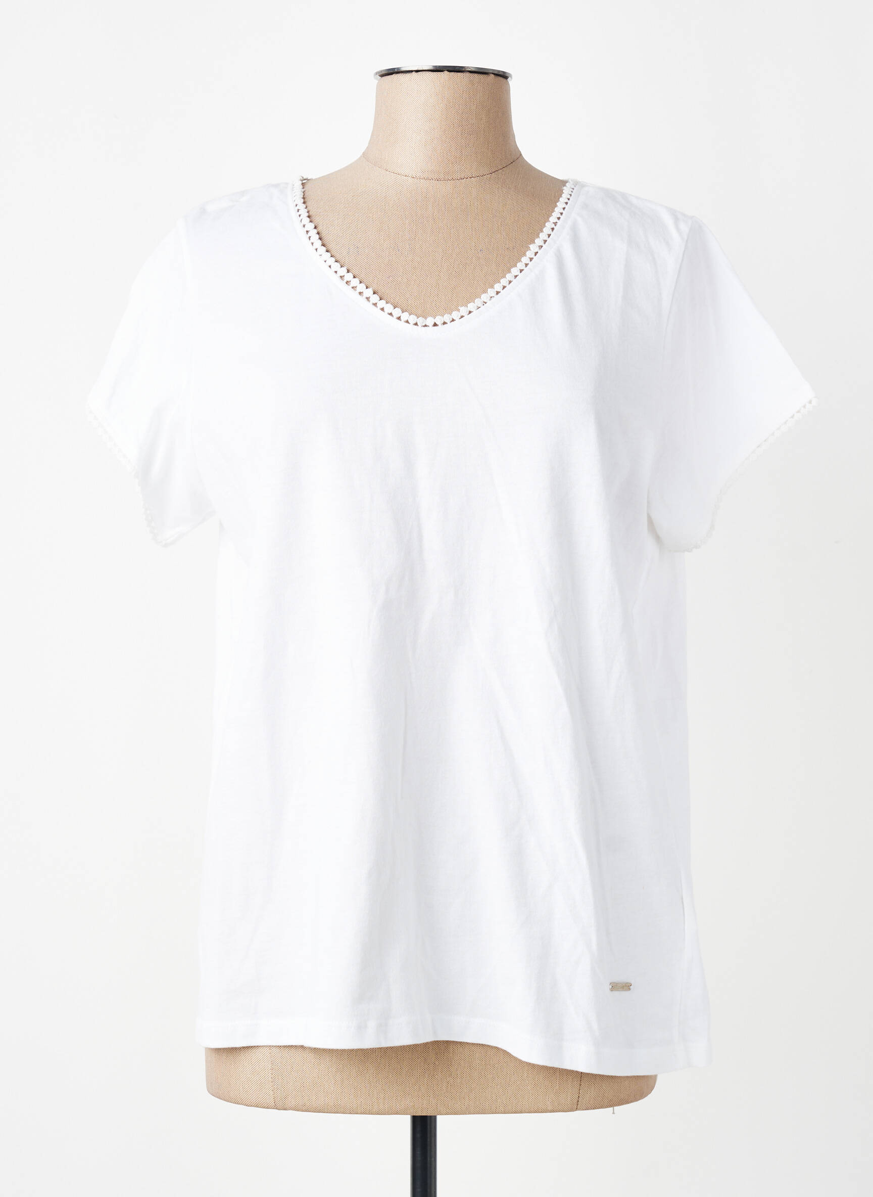 Tricou croială dreaptă mâneci scurte alb AGATHE & LOUISE femeie
