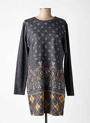 Rochie midi imprimeu fantezie mâneci lungi gri GALMALLA femeie