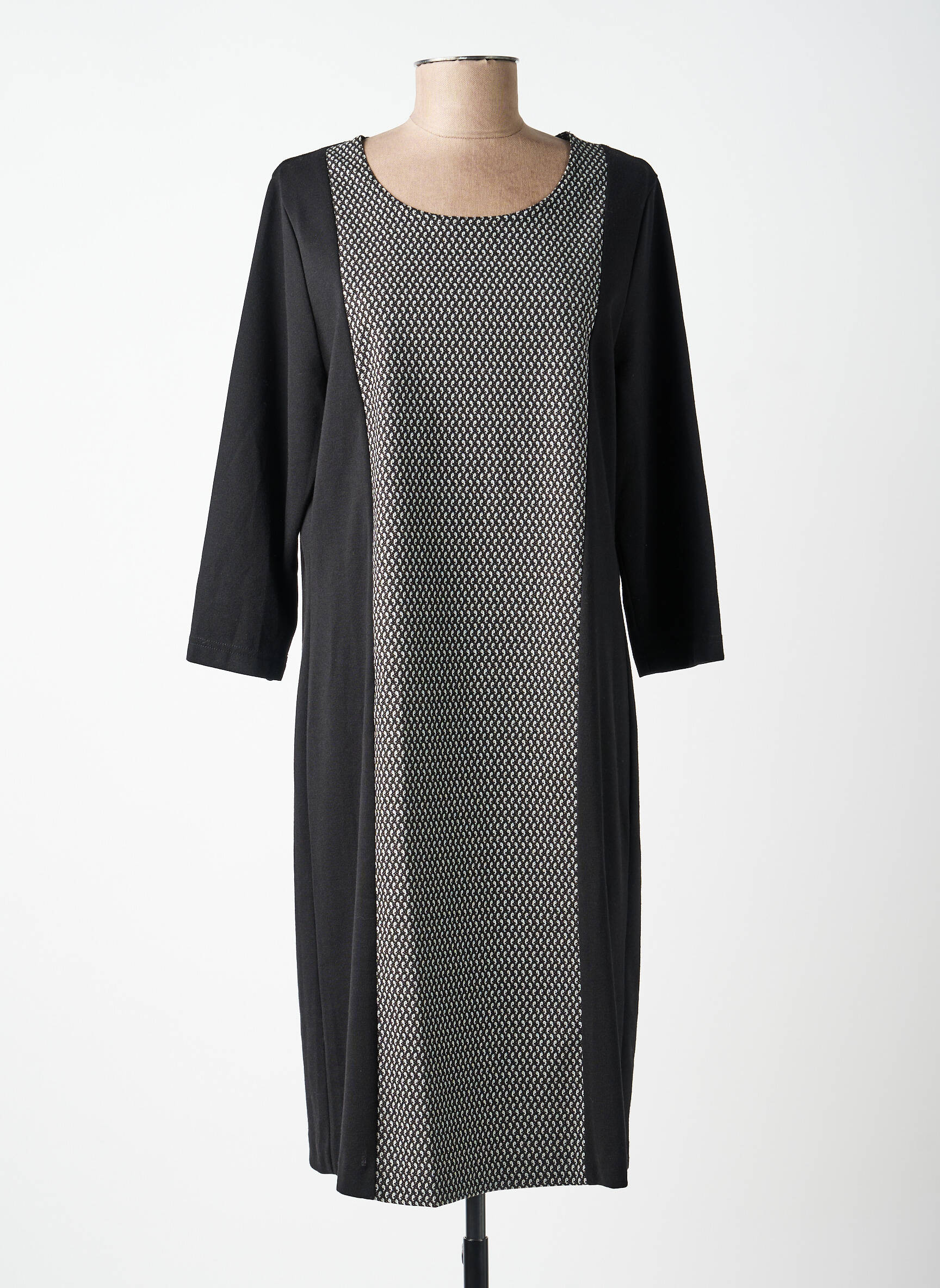 Rochie midi imprimeu fantezie mâneci lungi negru GRIFFON femeie
