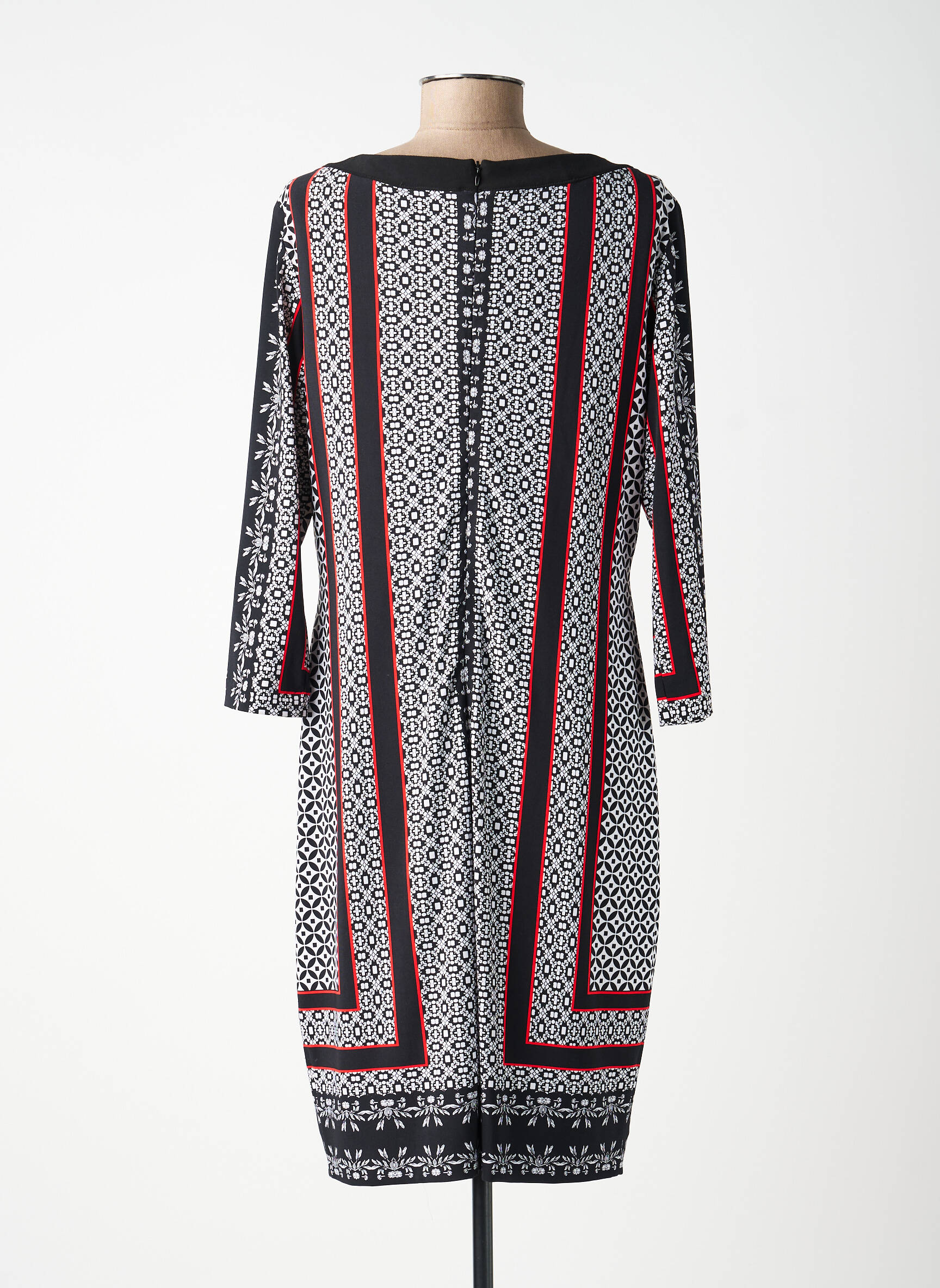 Rochie midi imprimeu fantezie mâneci lungi negru JOSEPH RIBKOFF femeie