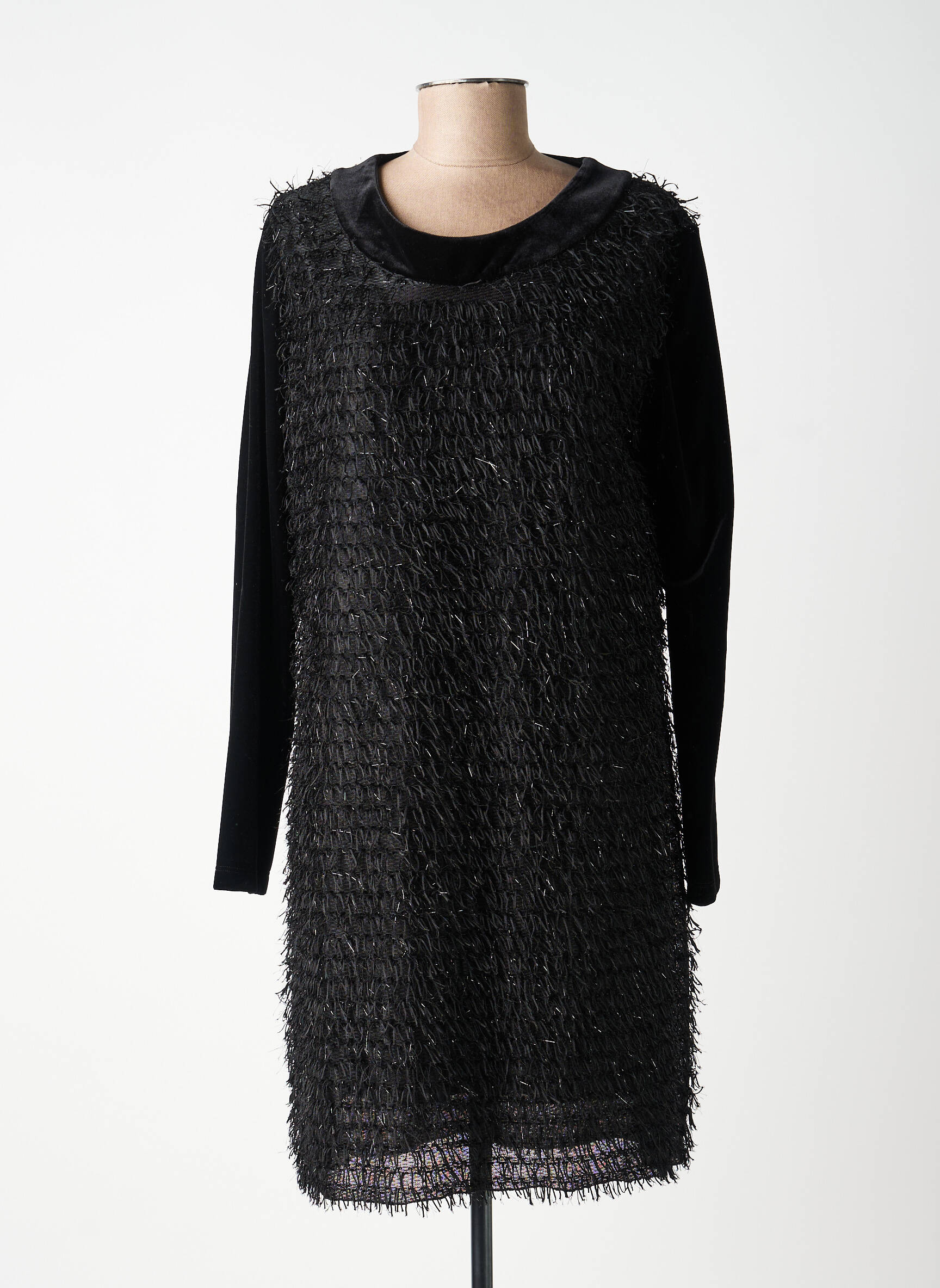 Rochie midi mâneci lungi mâneci lungi negru K'TENDANCES femeie