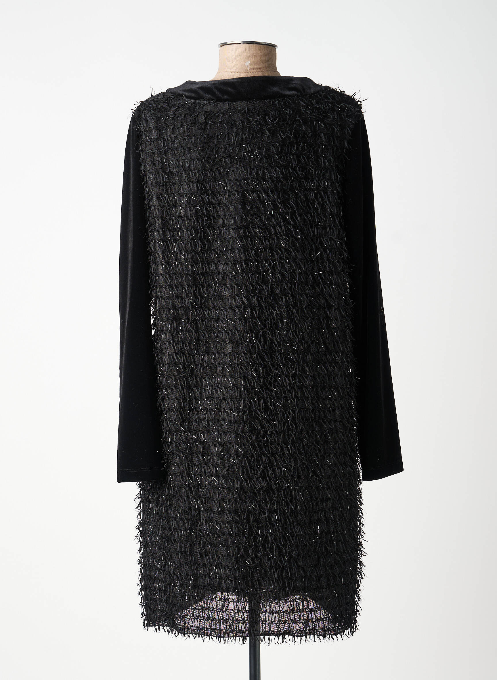 Rochie midi mâneci lungi mâneci lungi negru K'TENDANCES femeie