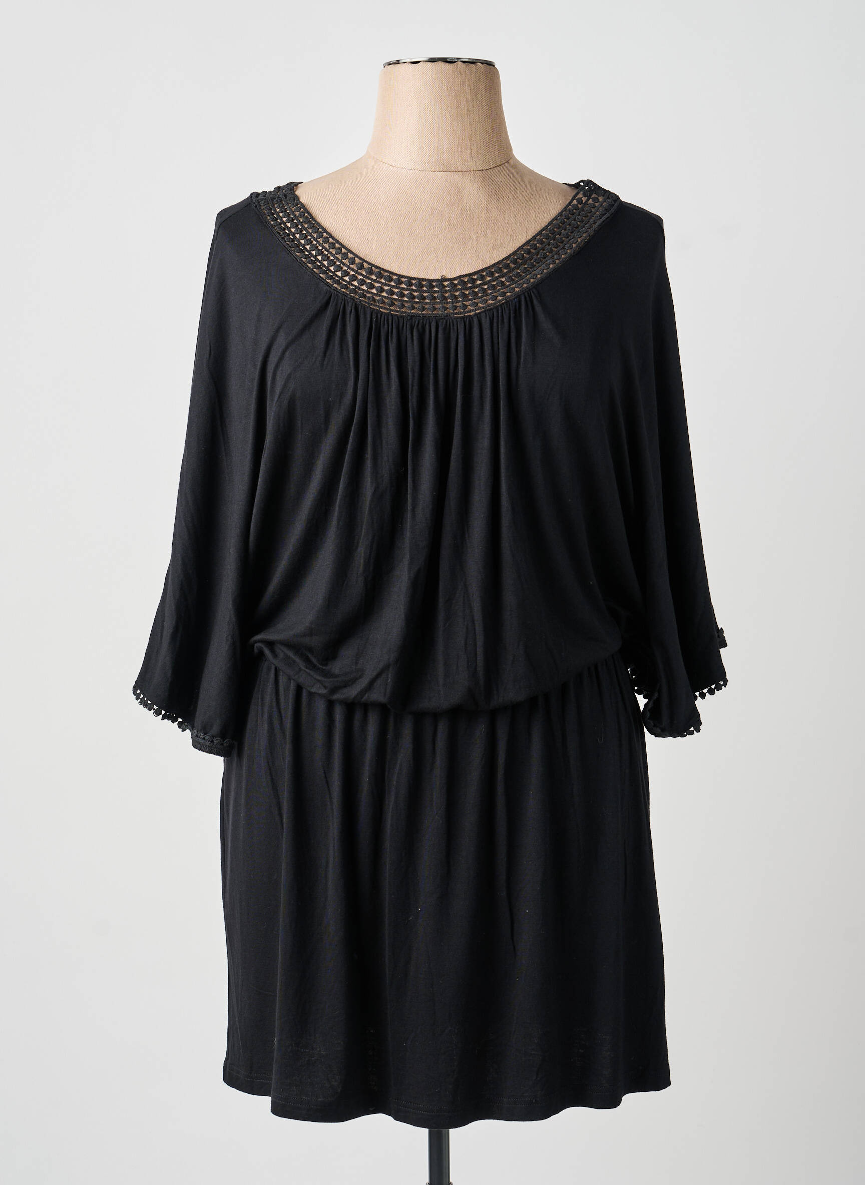 Rochie midi croială fluidă mâneci lungi negru MIRA TAREN femeie