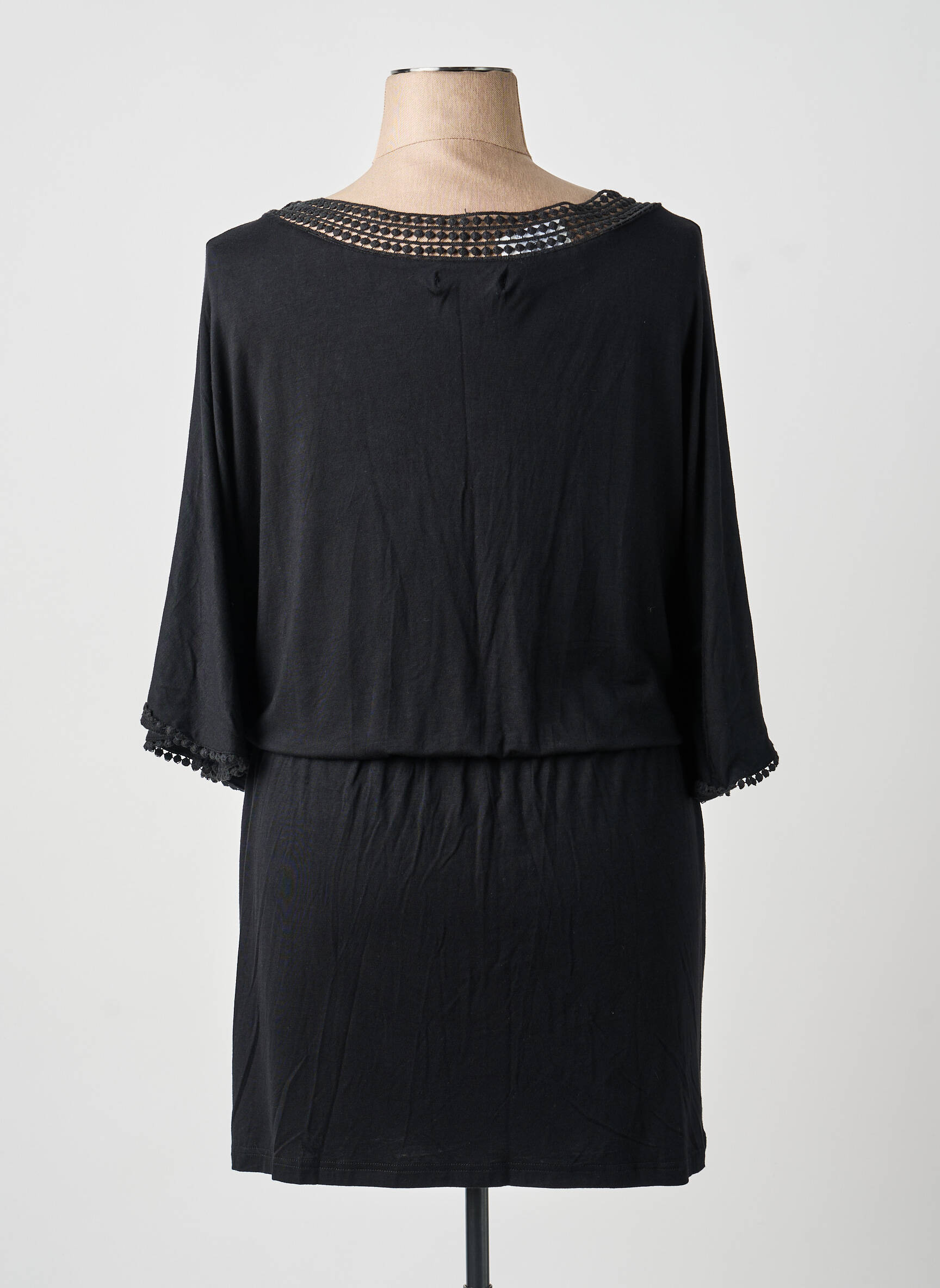Rochie midi croială fluidă mâneci lungi negru MIRA TAREN femeie