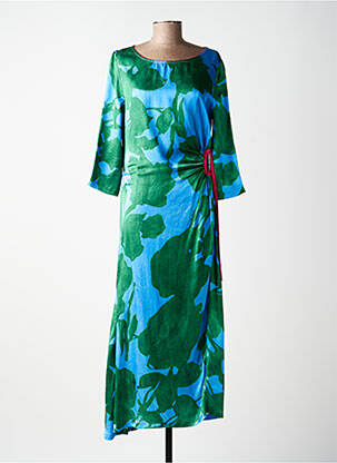 Rochie lungă imprimeu floral mâneci 3/4 albastru ALDO MARTIN'S femeie