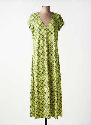 Rochie lungă imprimeu floral mâneci scurte verde SURKANA femeie