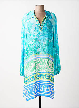 Rochie midi croială fluidă mâneci lungi albastru YIPPIE HIPPIE femeie