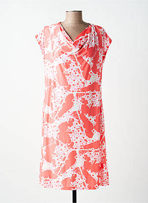 Rochie midi imprimeu fantezie mâneci scurte roz SCORZZO femeie