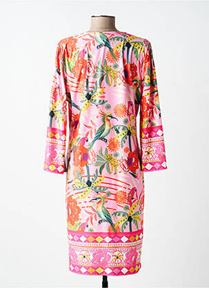 Rochie midi imprimeu floral mâneci 3/4 roz K-DESIGN femeie