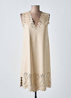 Rochie scurtă fără mâneci fără mâneci bej TRICOT CHIC femeie