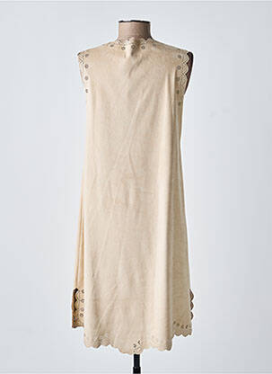 Rochie scurtă fără mâneci fără mâneci bej TRICOT CHIC femeie