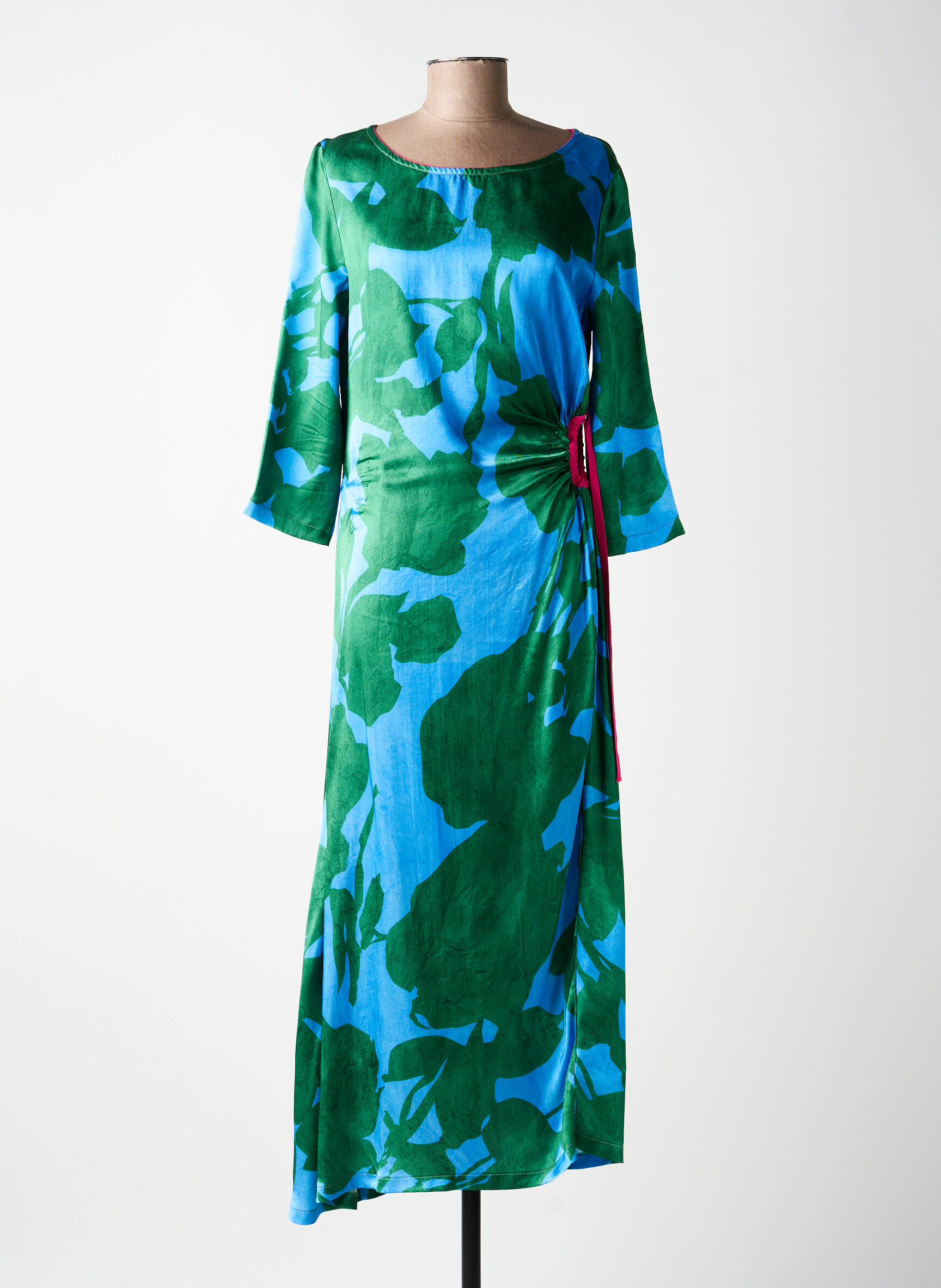 Rochie lungă imprimeu floral mâneci 3/4 albastru ALDO MARTIN'S femeie