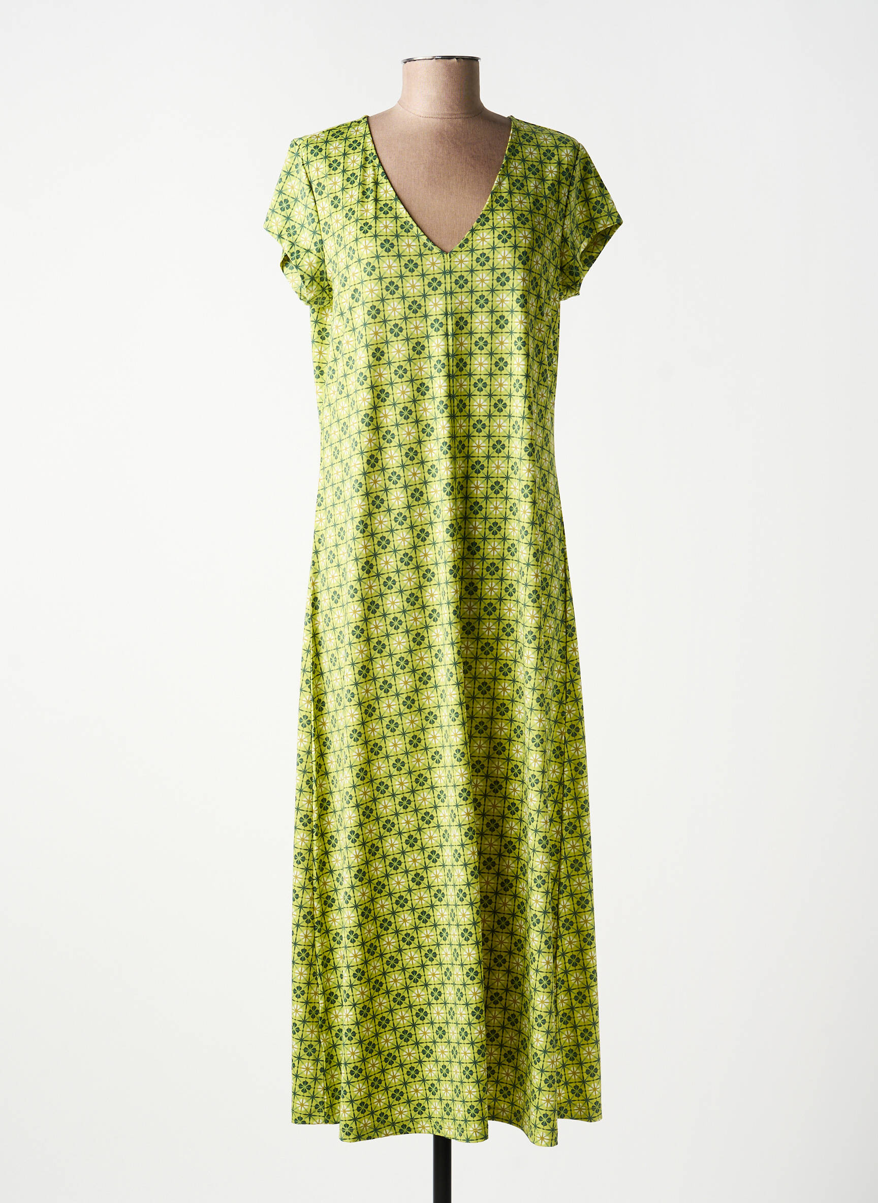 Rochie lungă mâneci scurte mâneci scurte verde SURKANA femeie