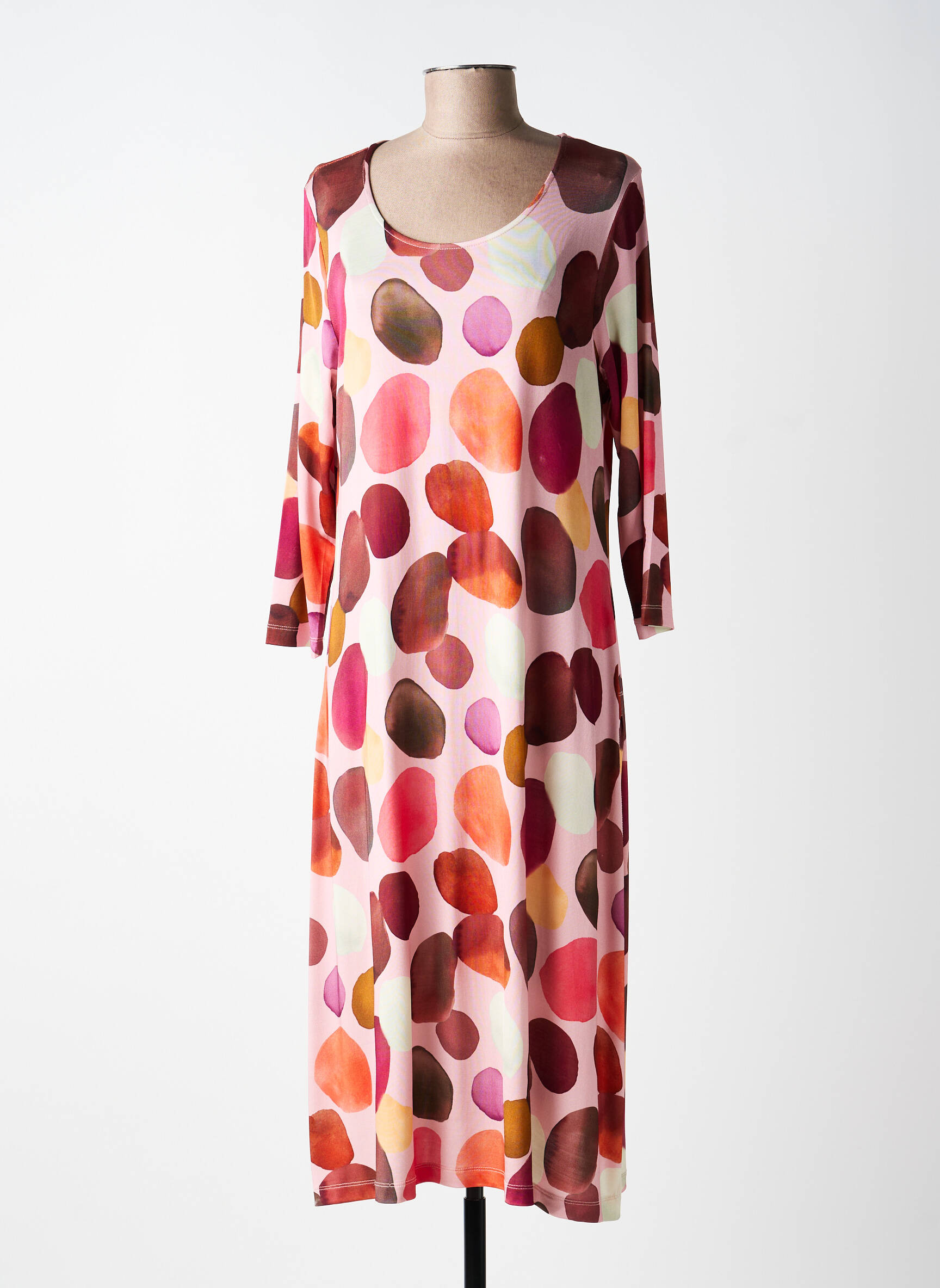 Rochie midi mâneci 3/4 mâneci 3/4 roz ALEMBIKA femeie