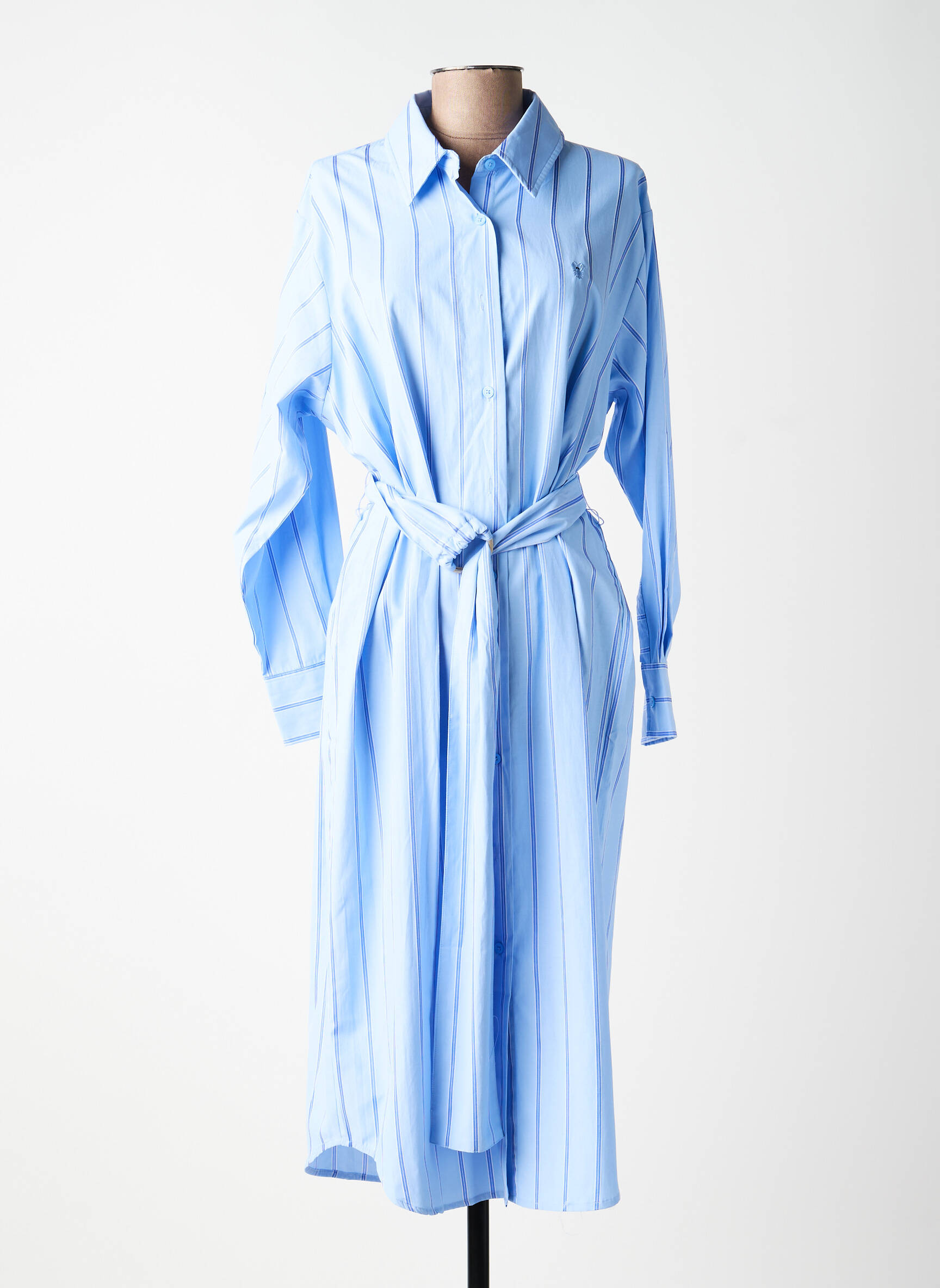 Rochie midi mâneci lungi mâneci lungi albastru K-DESIGN femeie