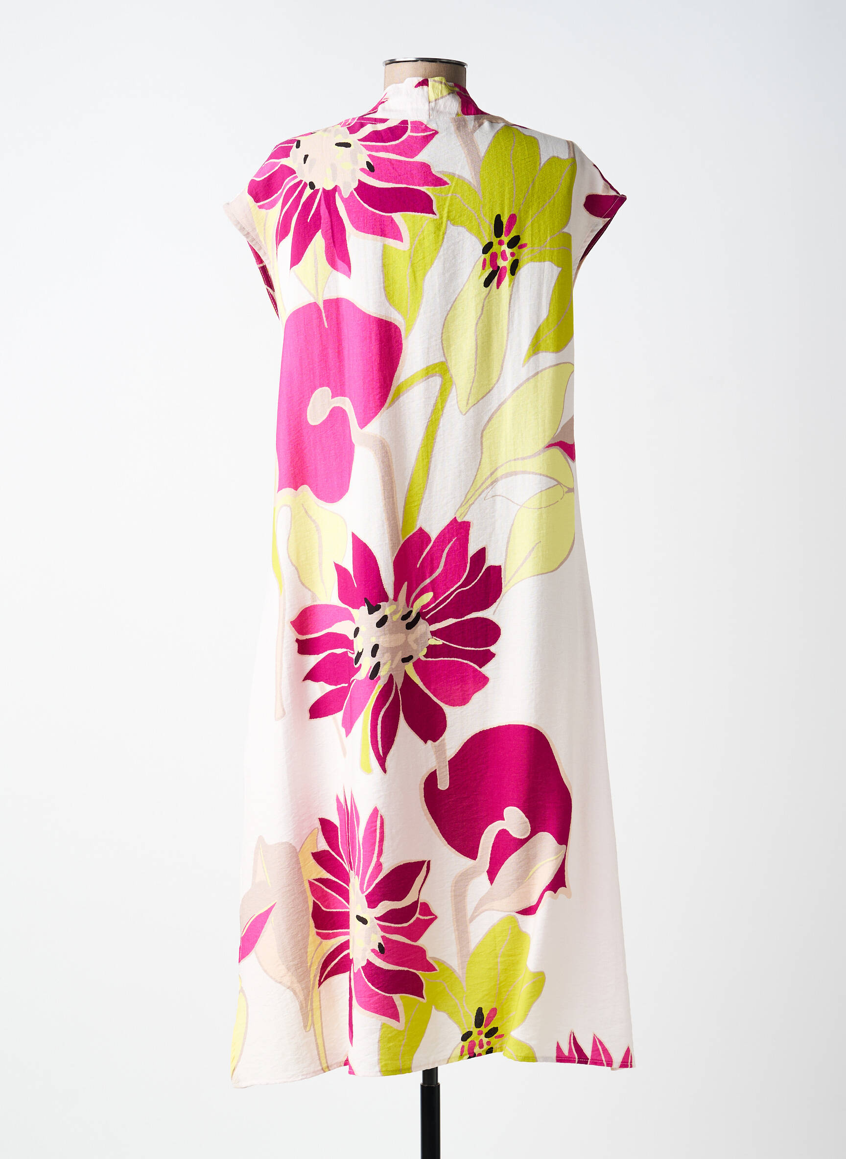 Rochie midi croială fluidă mâneci scurte galben SCORZZO femeie