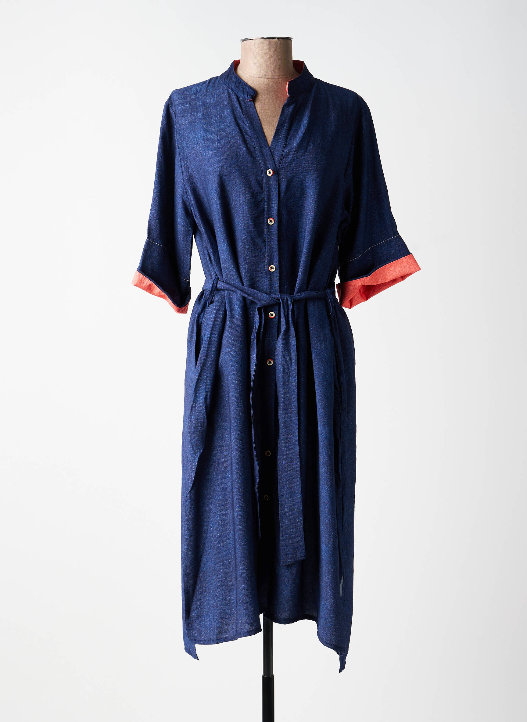 Rochie midi mâneci scurte mâneci scurte albastru SCORZZO femeie