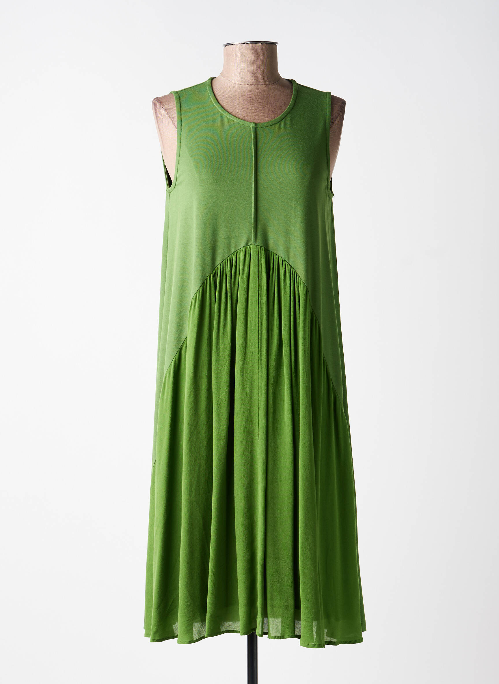 Rochie midi croială fluidă fără mâneci verde OZAI N KU femeie