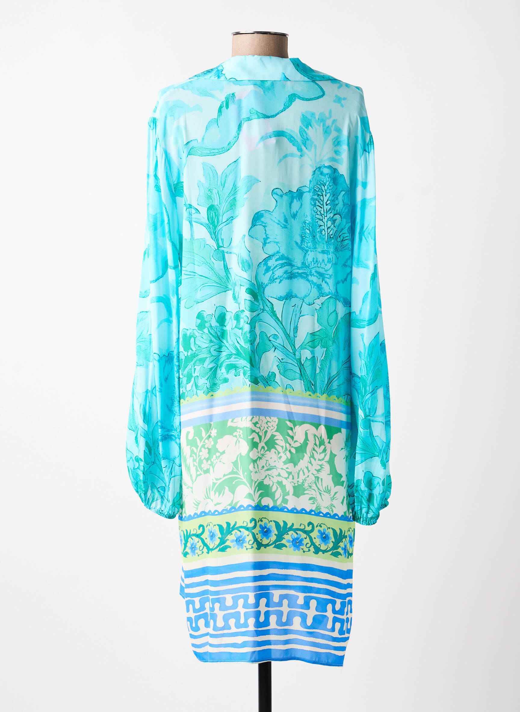 Rochie midi croială fluidă mâneci lungi albastru YIPPIE HIPPIE femeie