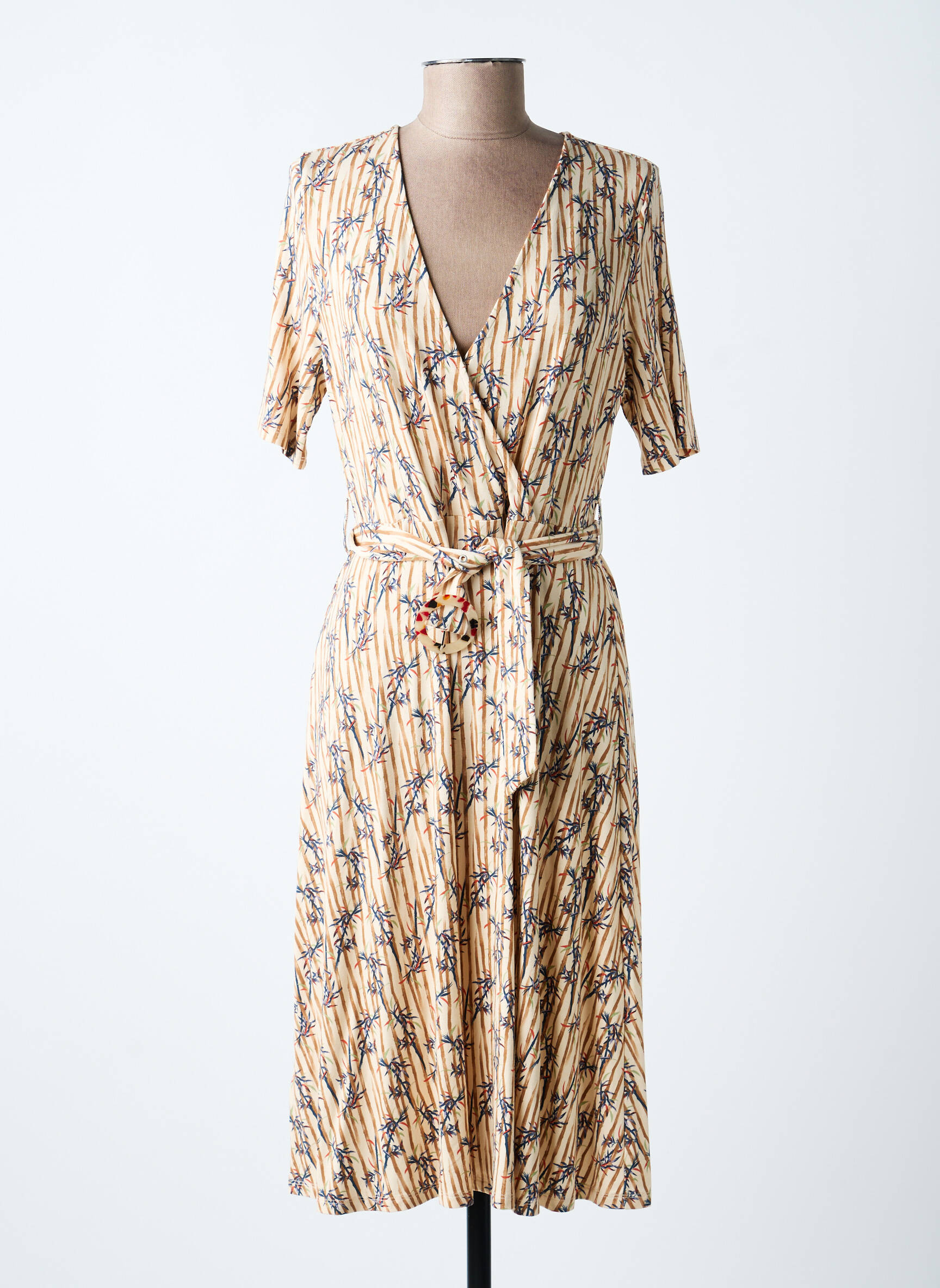 Rochie midi mâneci scurte mâneci scurte bej SURKANA femeie