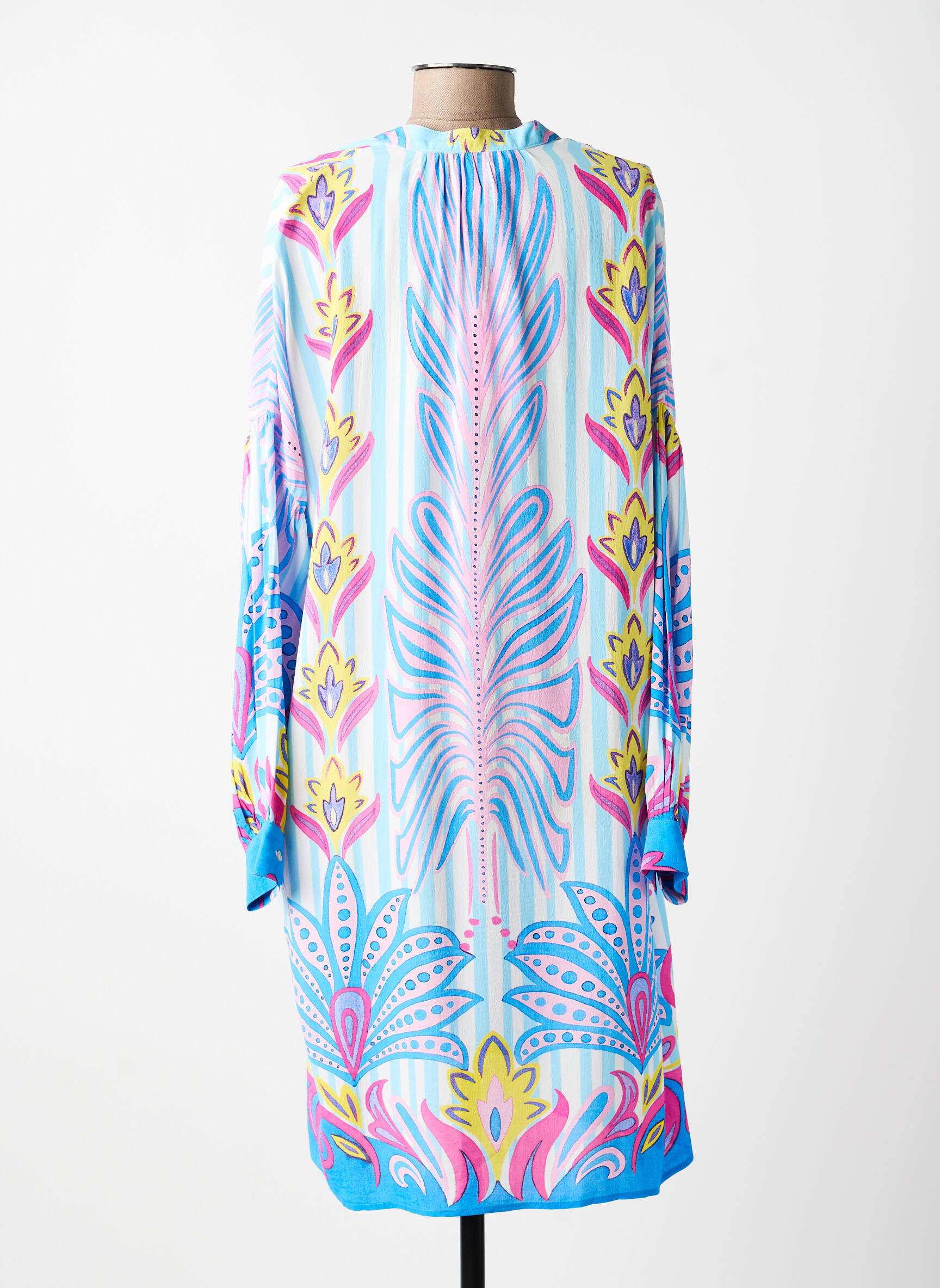 Rochie midi croială fluidă mâneci lungi albastru YIPPIE HIPPIE femeie