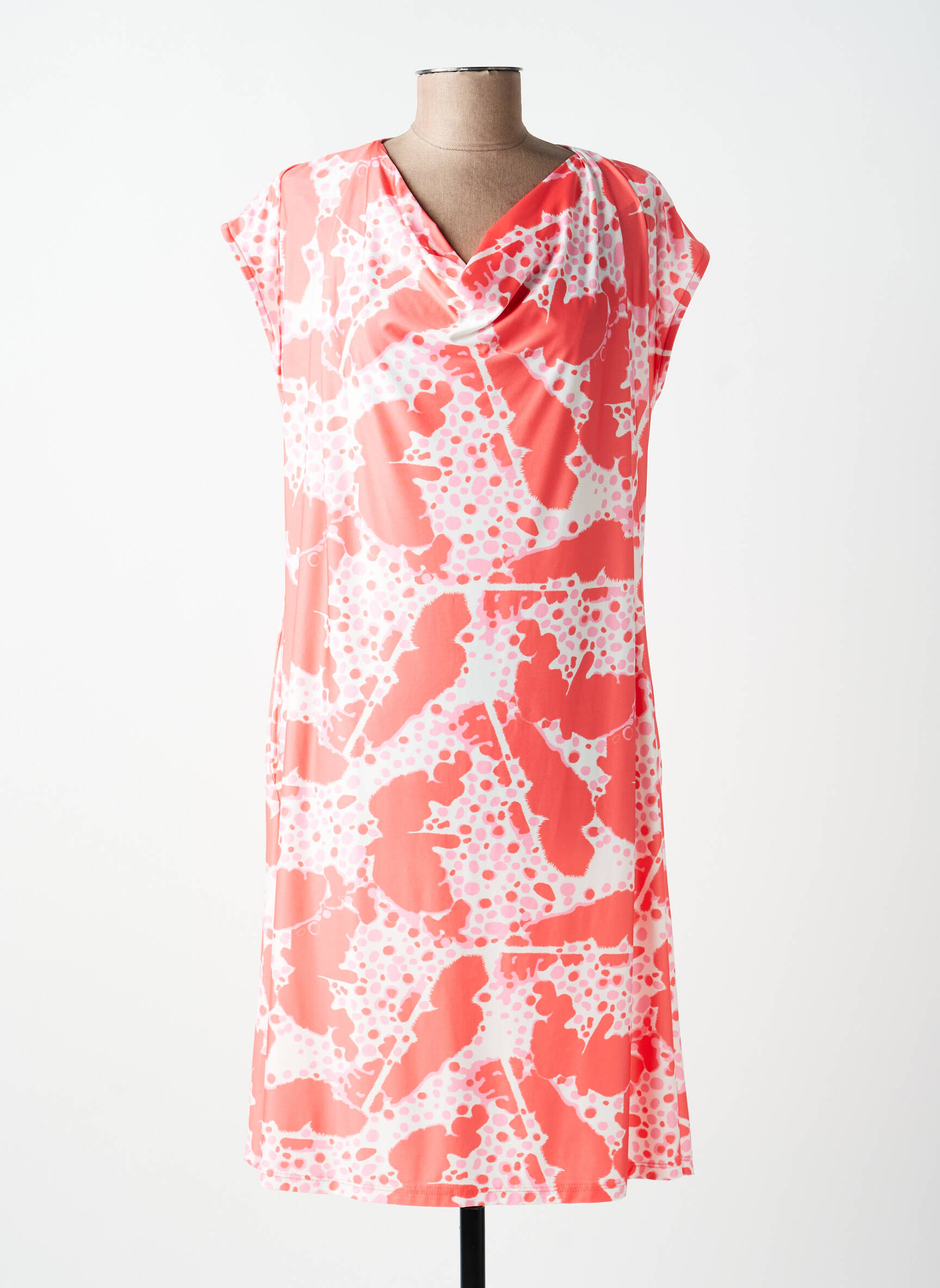Rochie midi imprimeu fantezie mâneci scurte roz SCORZZO femeie
