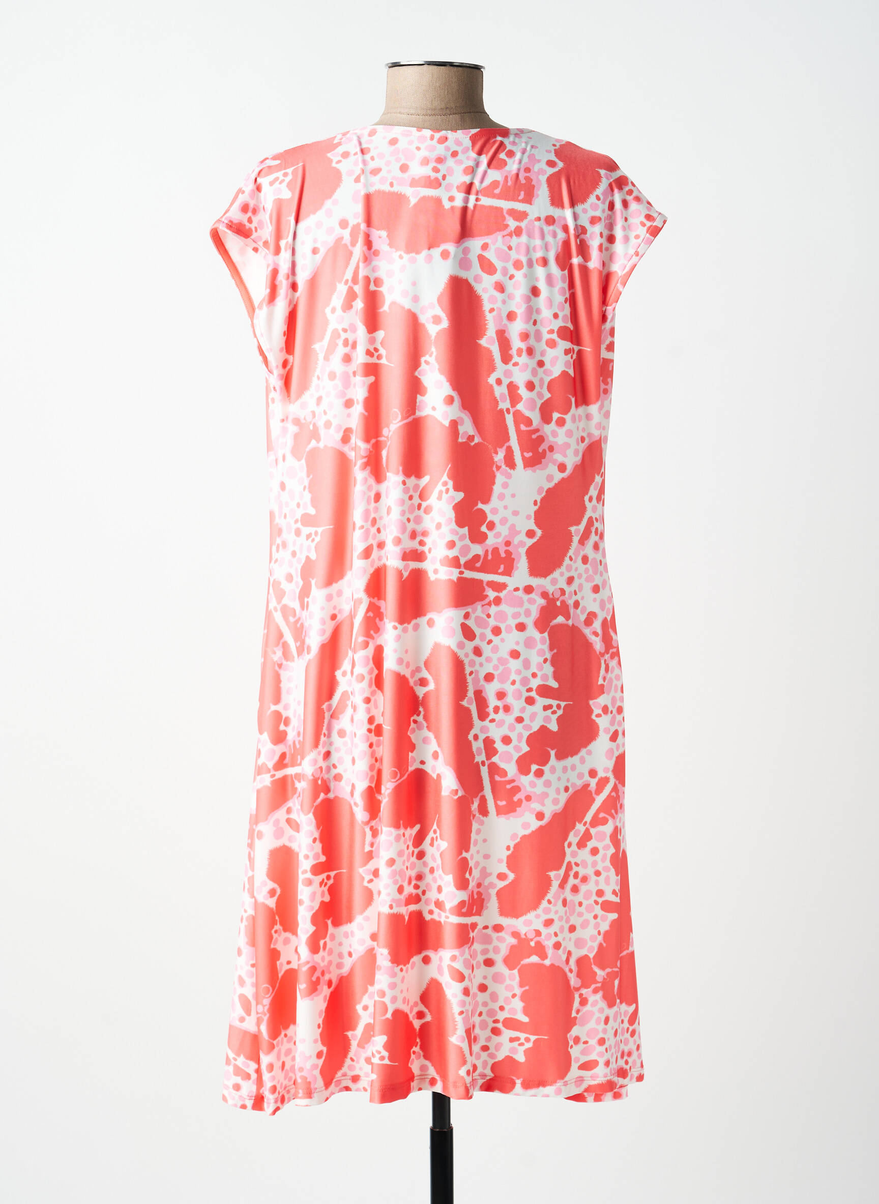 Rochie midi imprimeu fantezie mâneci scurte roz SCORZZO femeie
