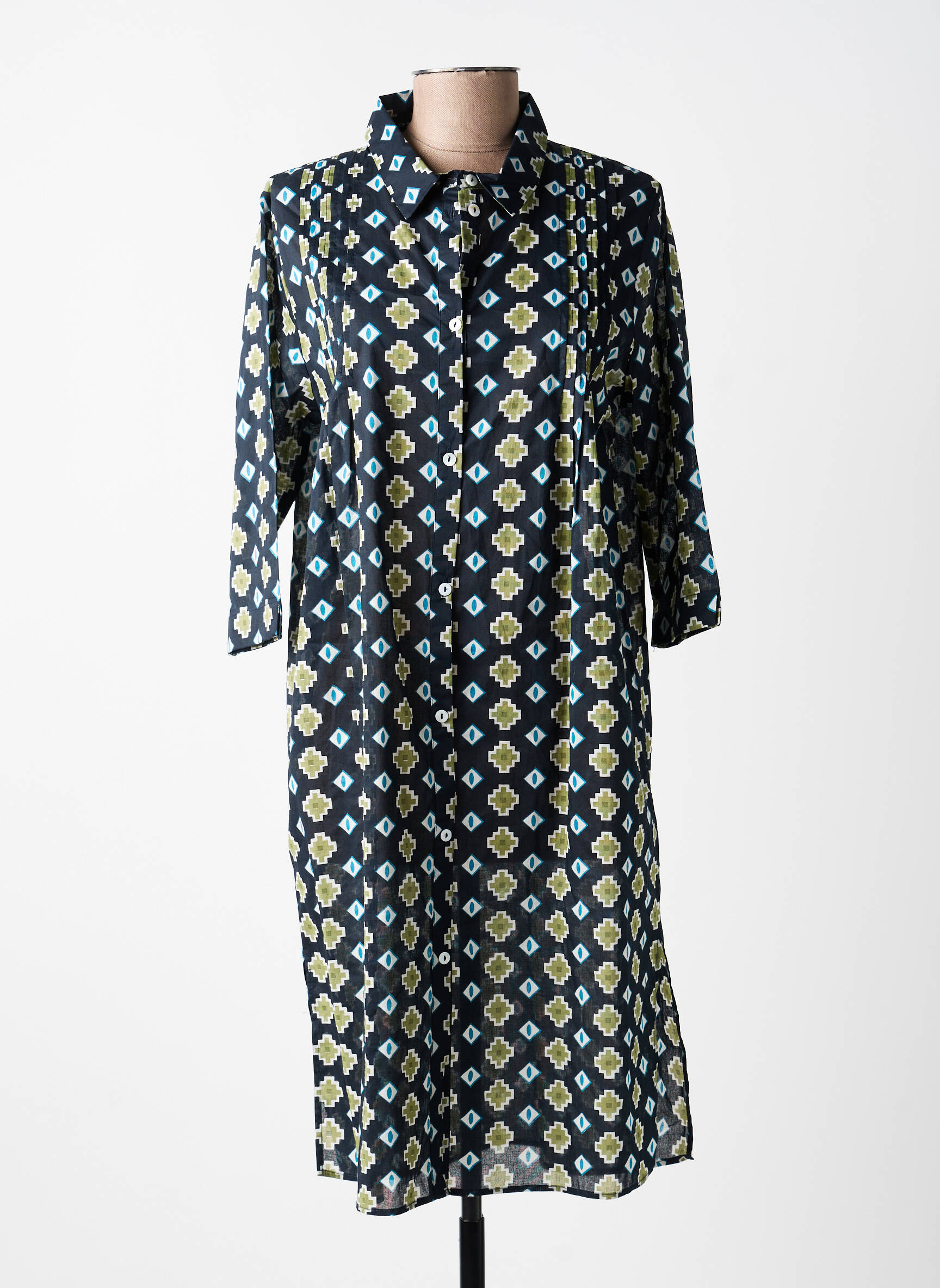 Rochie midi mâneci 3/4 mâneci 3/4 albastru ÉTYMOLOGIE femeie