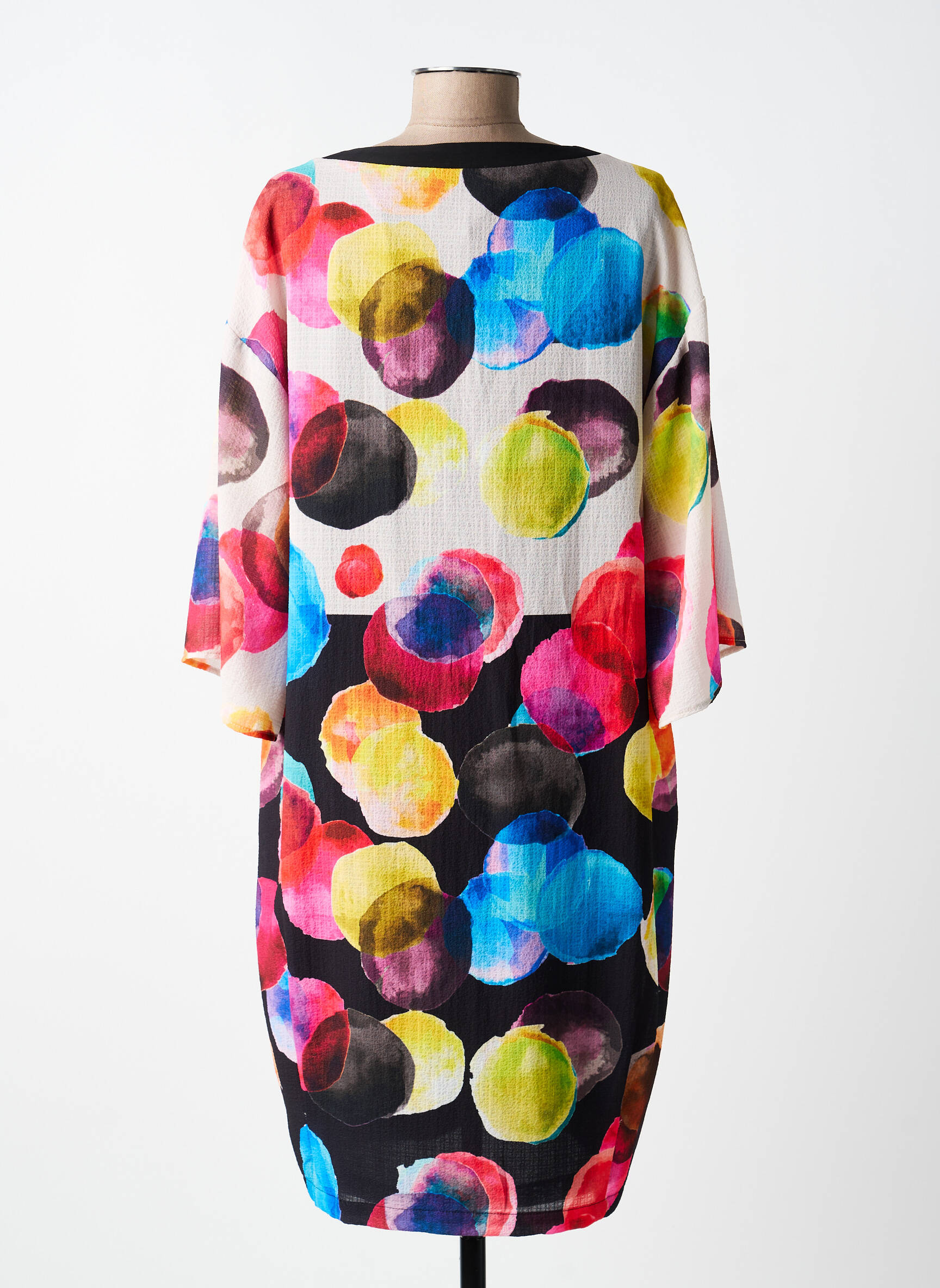 Rochie midi croială fluidă mâneci scurte negru EROKE femeie