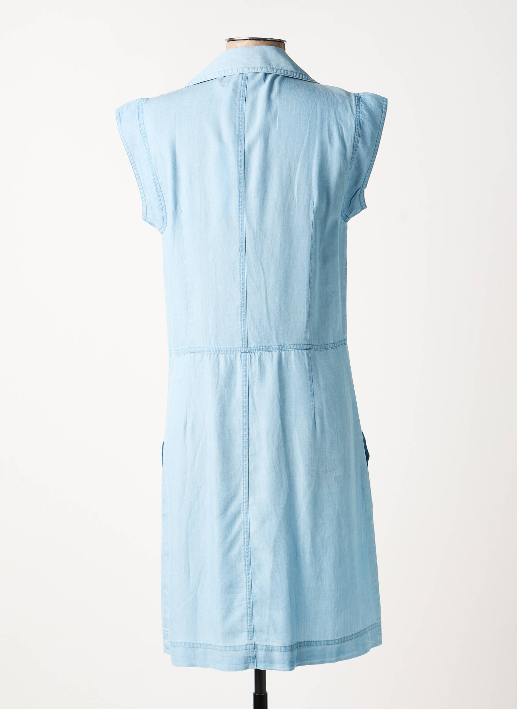 Rochie midi mâneci scurte mâneci scurte albastru EVA KAYAN femeie