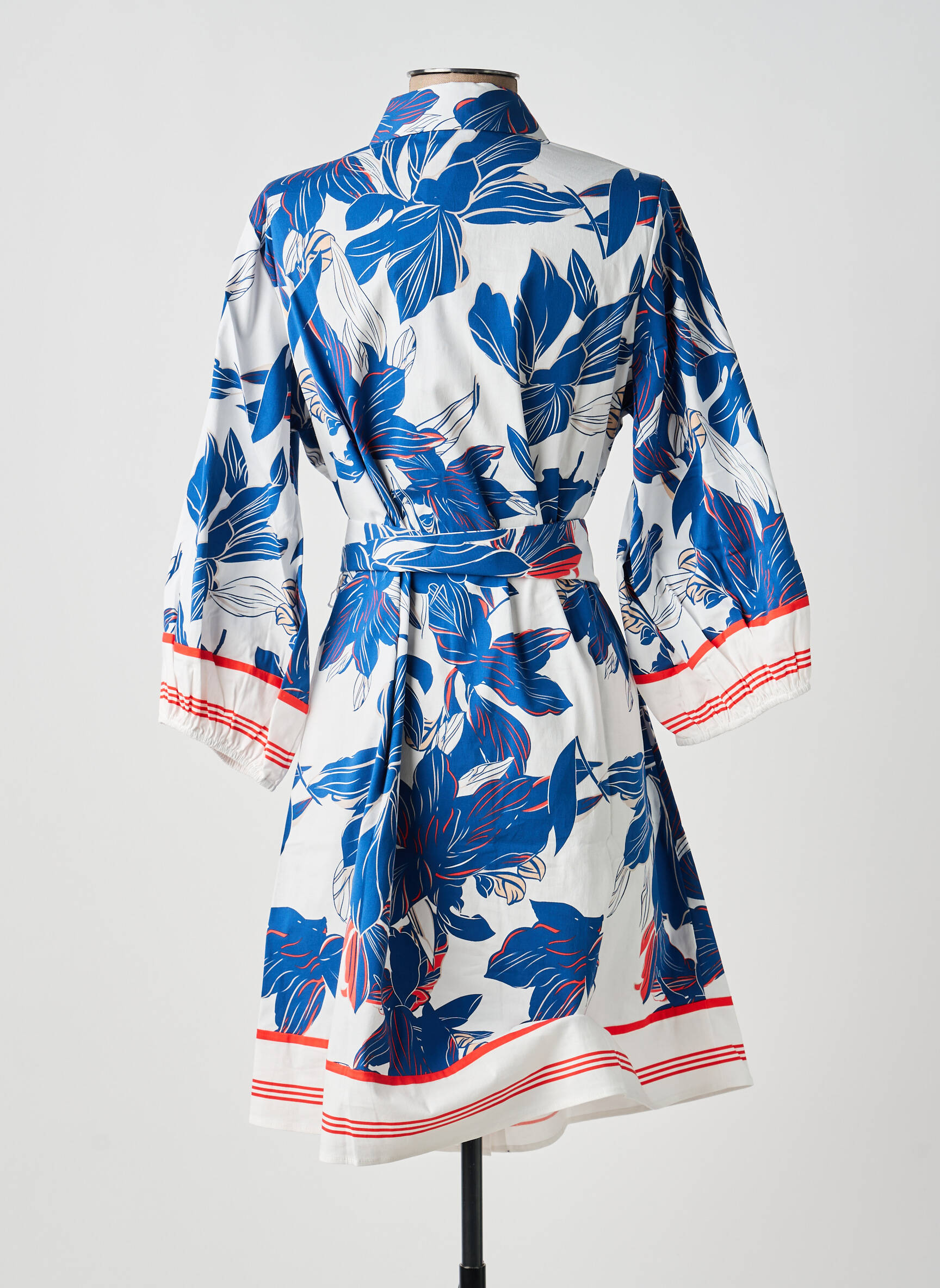 Rochie scurtă imprimeu floral mâneci 3/4 albastru K-DESIGN femeie